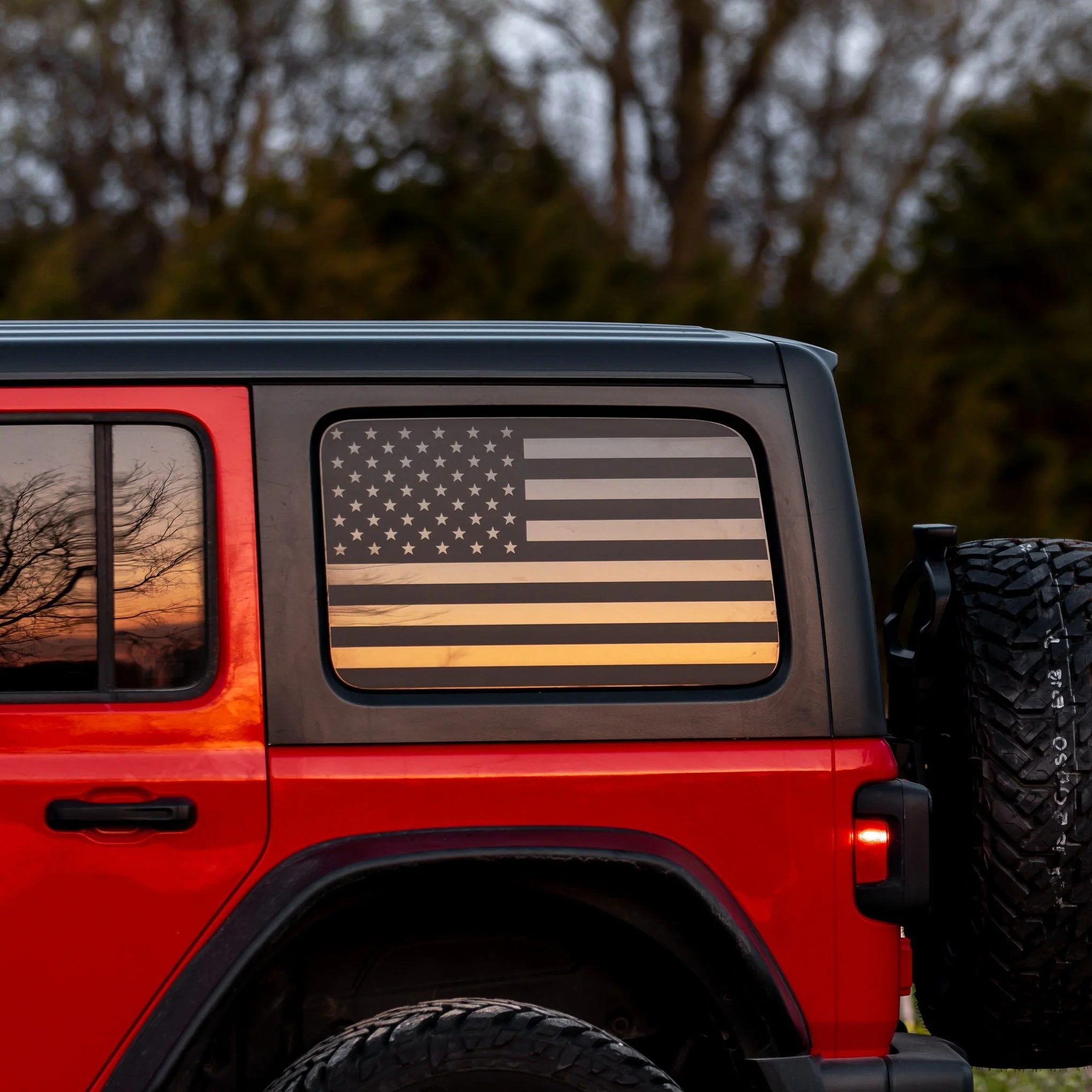 Adventure Life USA American Flag Window Graphics for Wrangler (1996-2024)