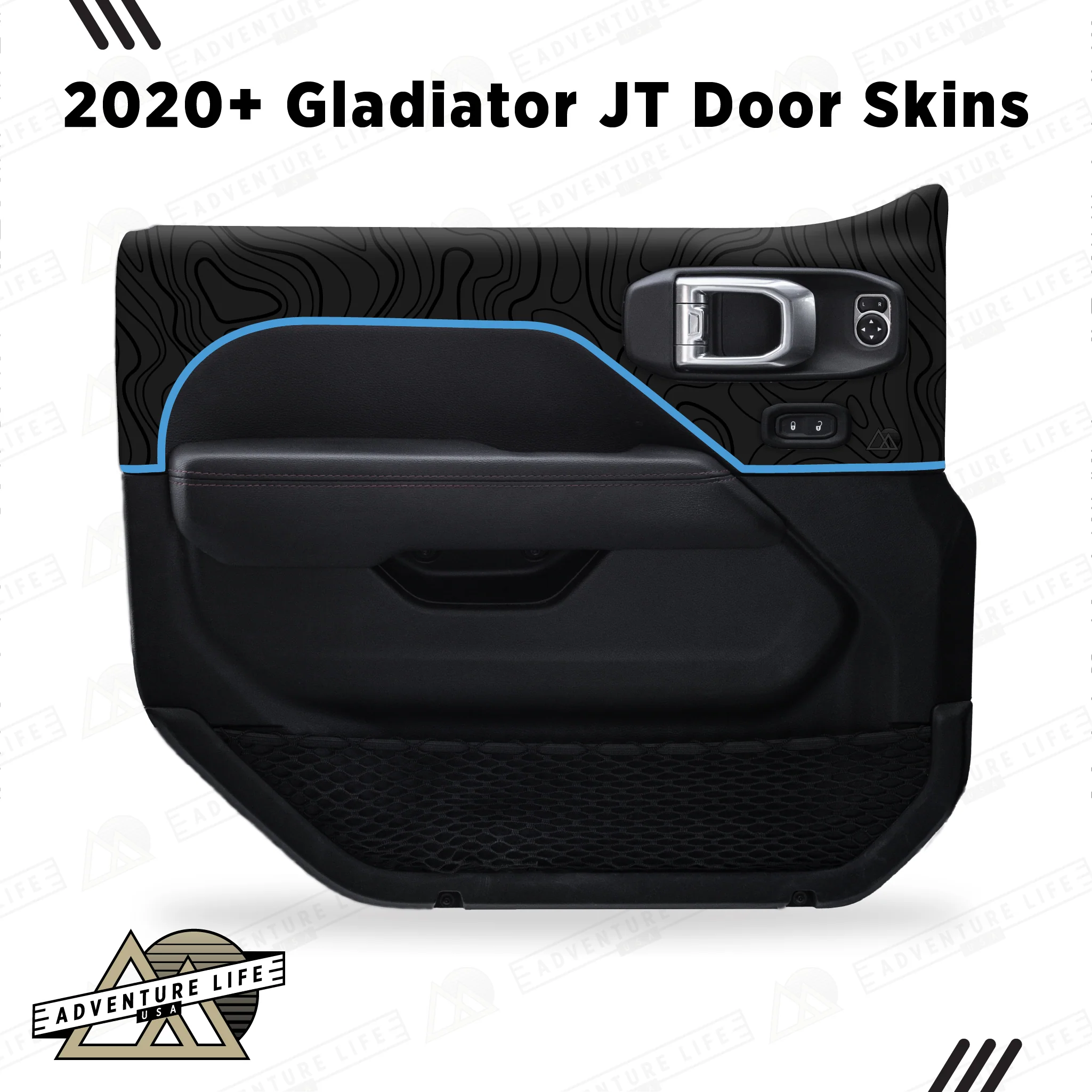 Adventure Life USA Door Skins Black Topo for Gladiator JT (2020-2024) - Image 4