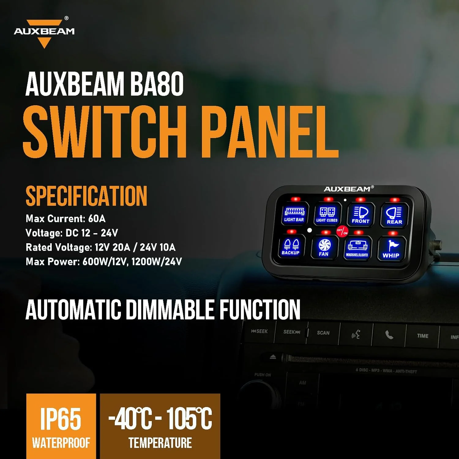 Auxbeam 8 Gang Switch Control Panel - Image 4