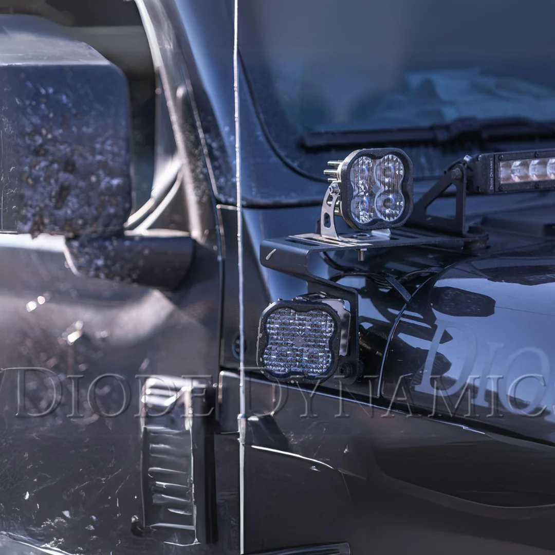 Diode Dynamics Wrangler Cowl Mount LED Brackets for Jeep JL Wrangler (2018-2025) - Image 4