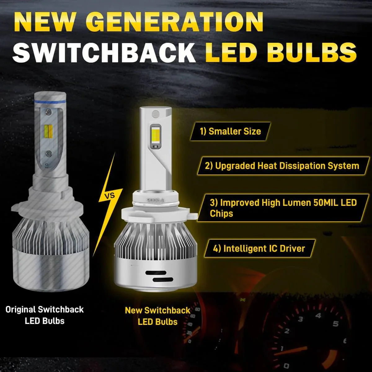 Lasfit LD Plus Switchback 9005 HB3 LED Bulbs Flip Chip 60W 2 Modes | 2 Bulbs - Image 3
