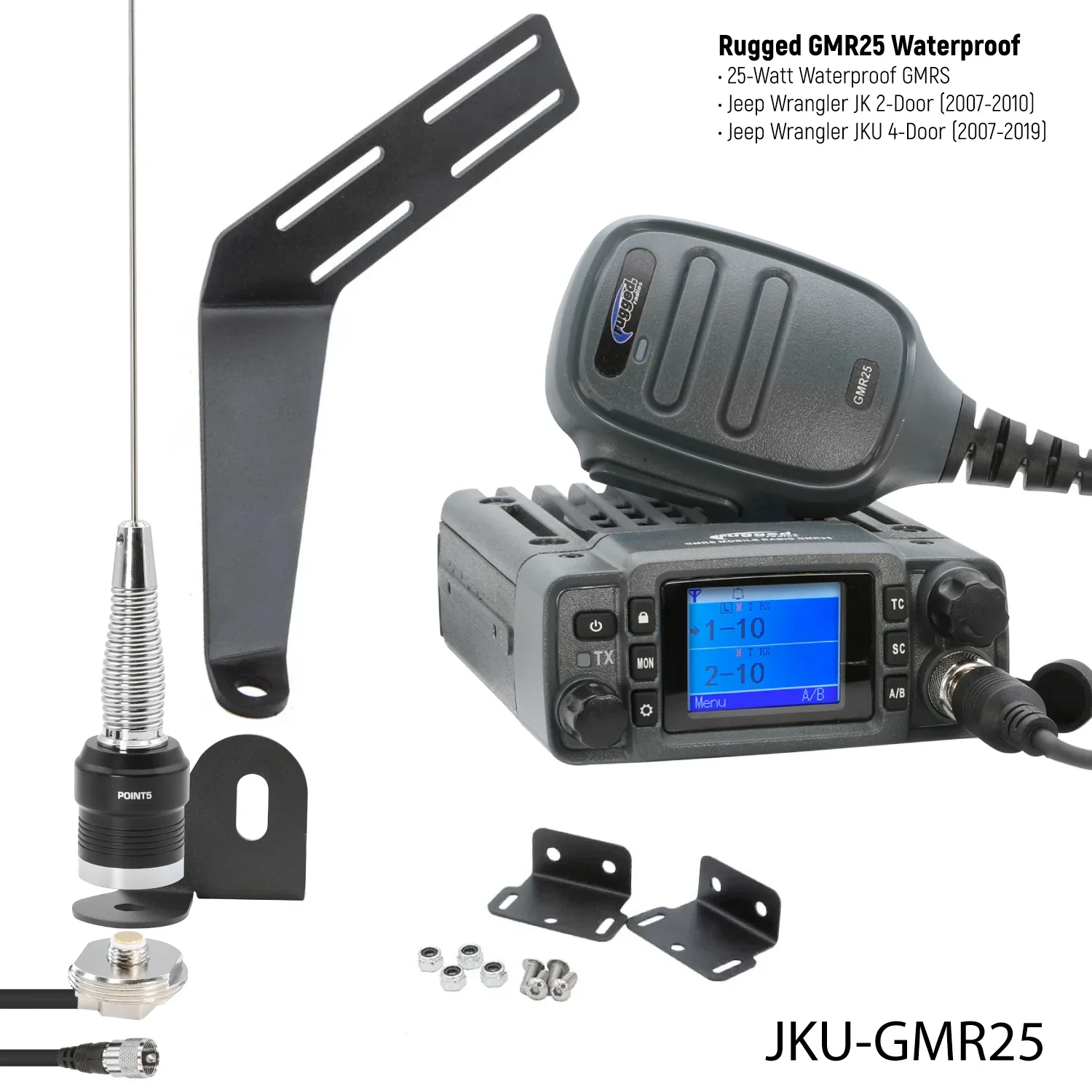 Rugged Two-Way GMRS Mobile Radio Kit for Jeep Wrangler Jeep Wrangler TJ, LJ, and JK - Image 11