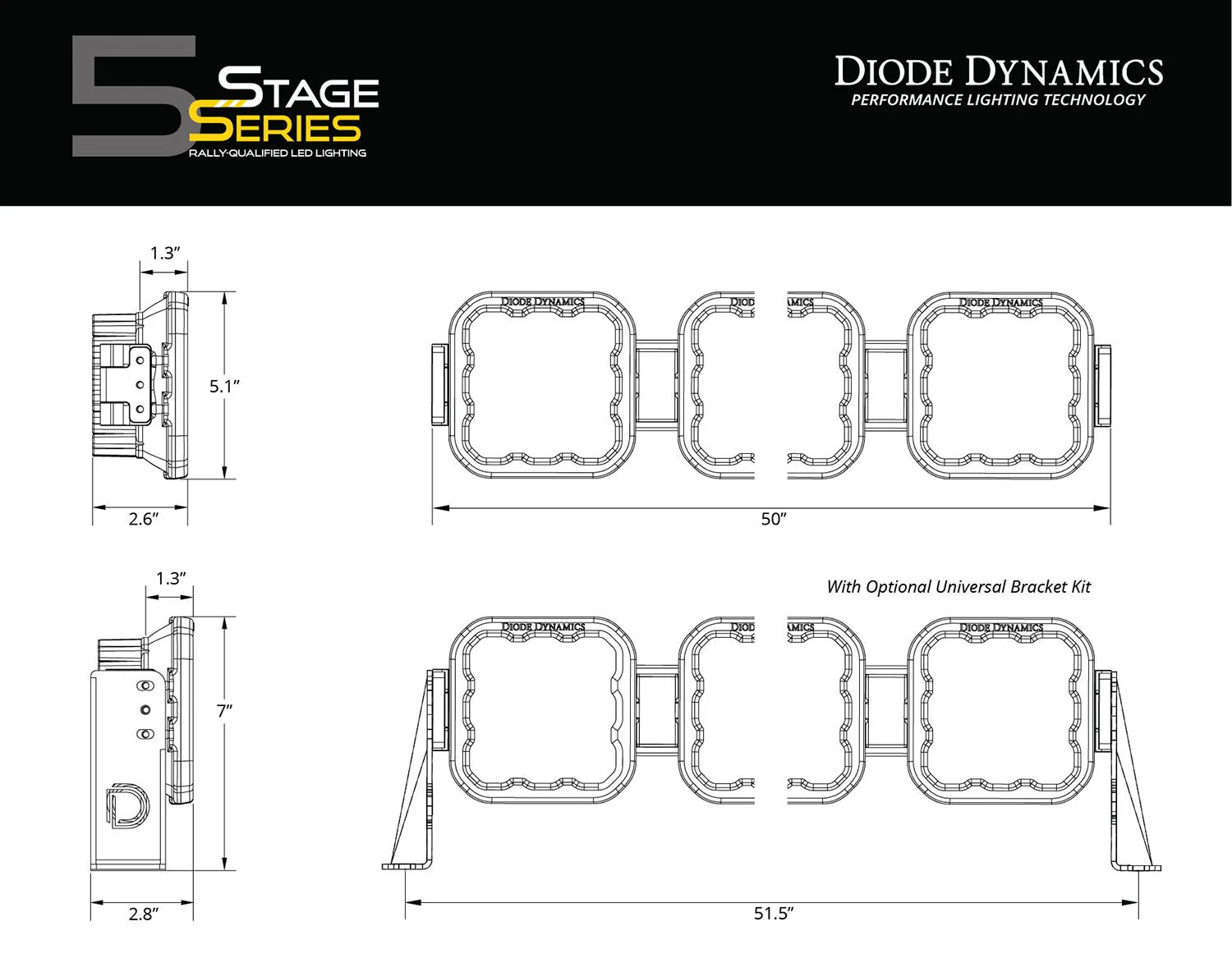 Diode Dynamics SS5 CrossLink 8-Pod 50-inch LED Light Bar (Single) - Image 6