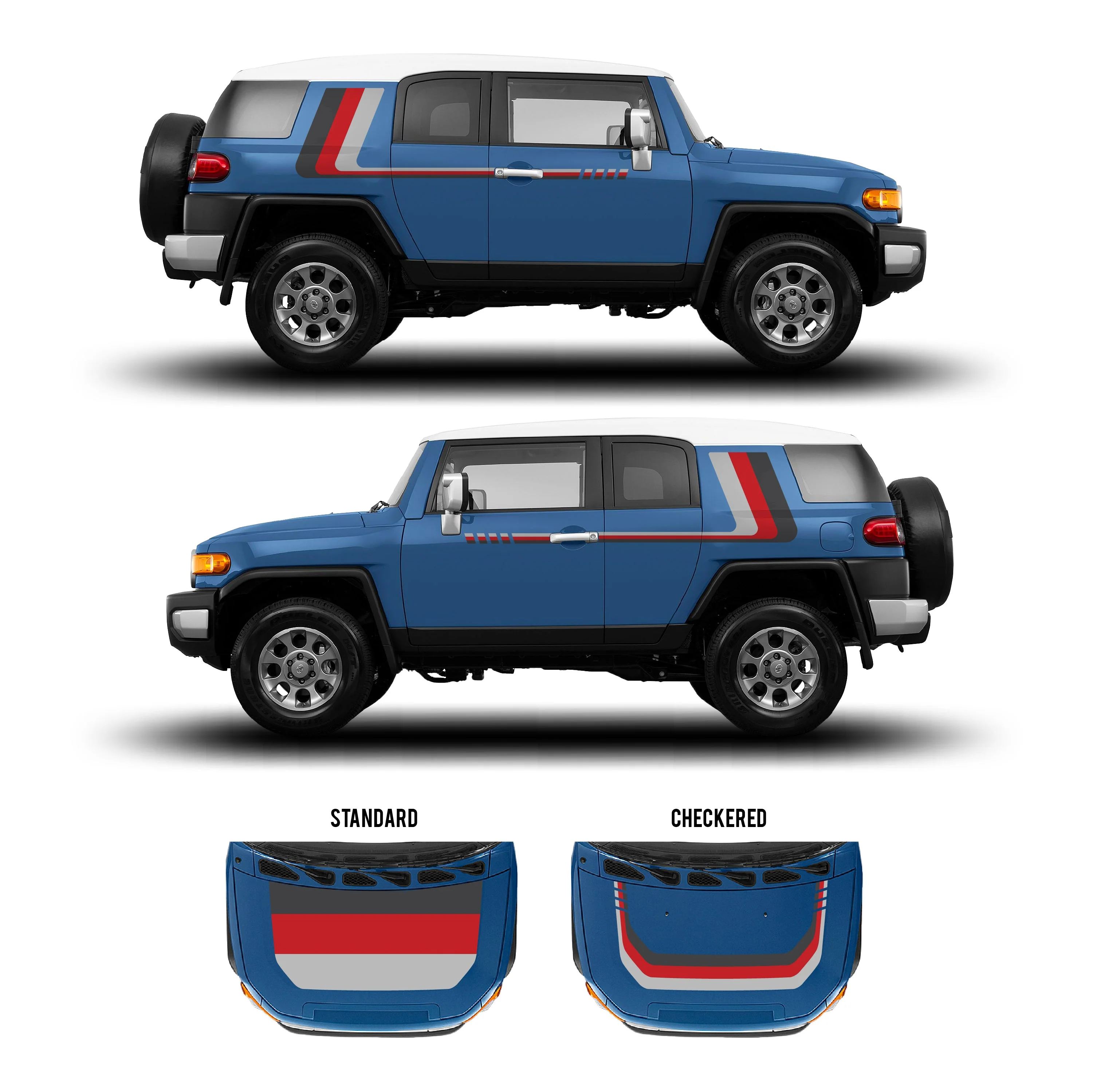 Taco Vinyl Checkered Stripe Kit for  FJ Cruiser (2007-2014) - Image 28