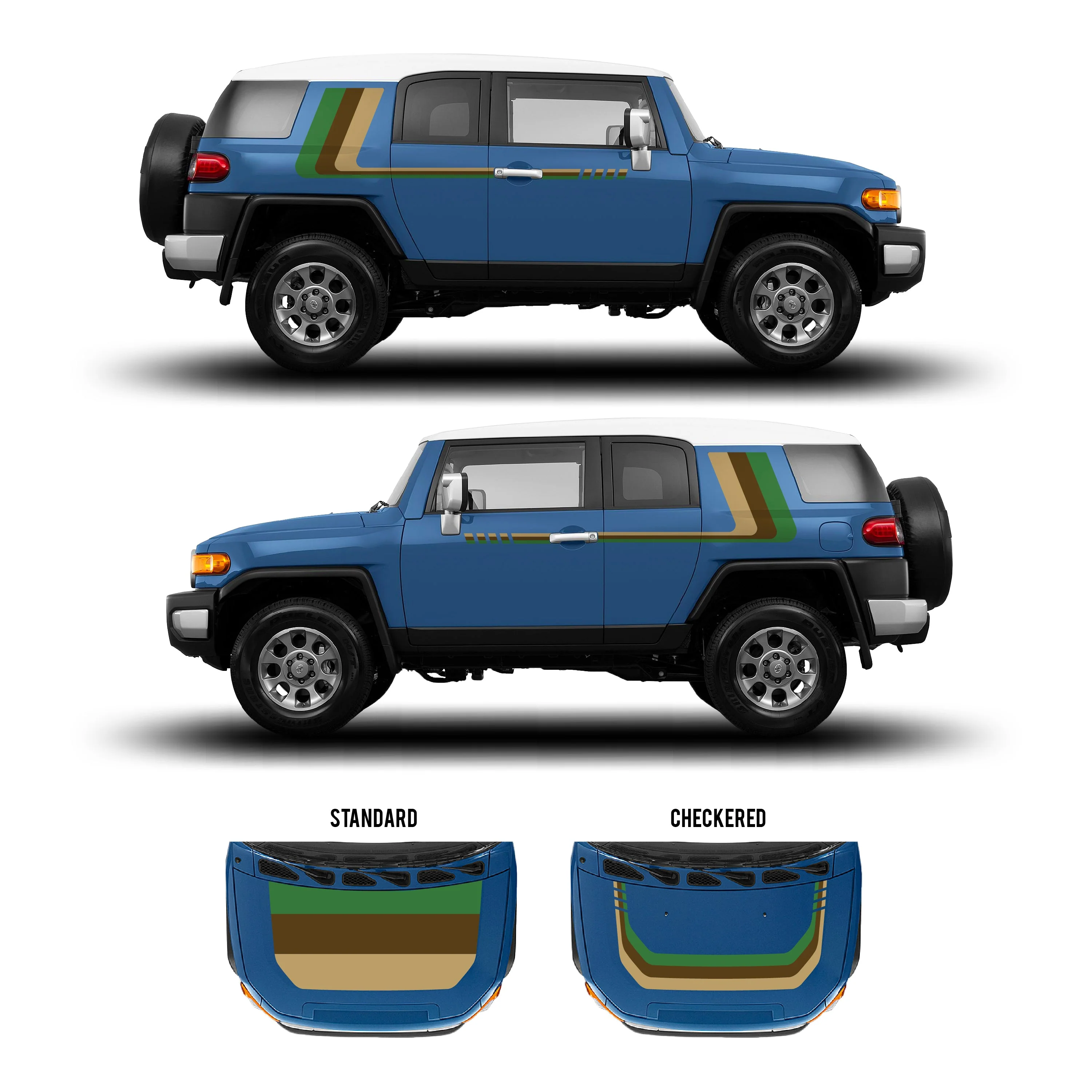 Taco Vinyl Checkered Stripe Kit for  FJ Cruiser (2007-2014) - Image 37