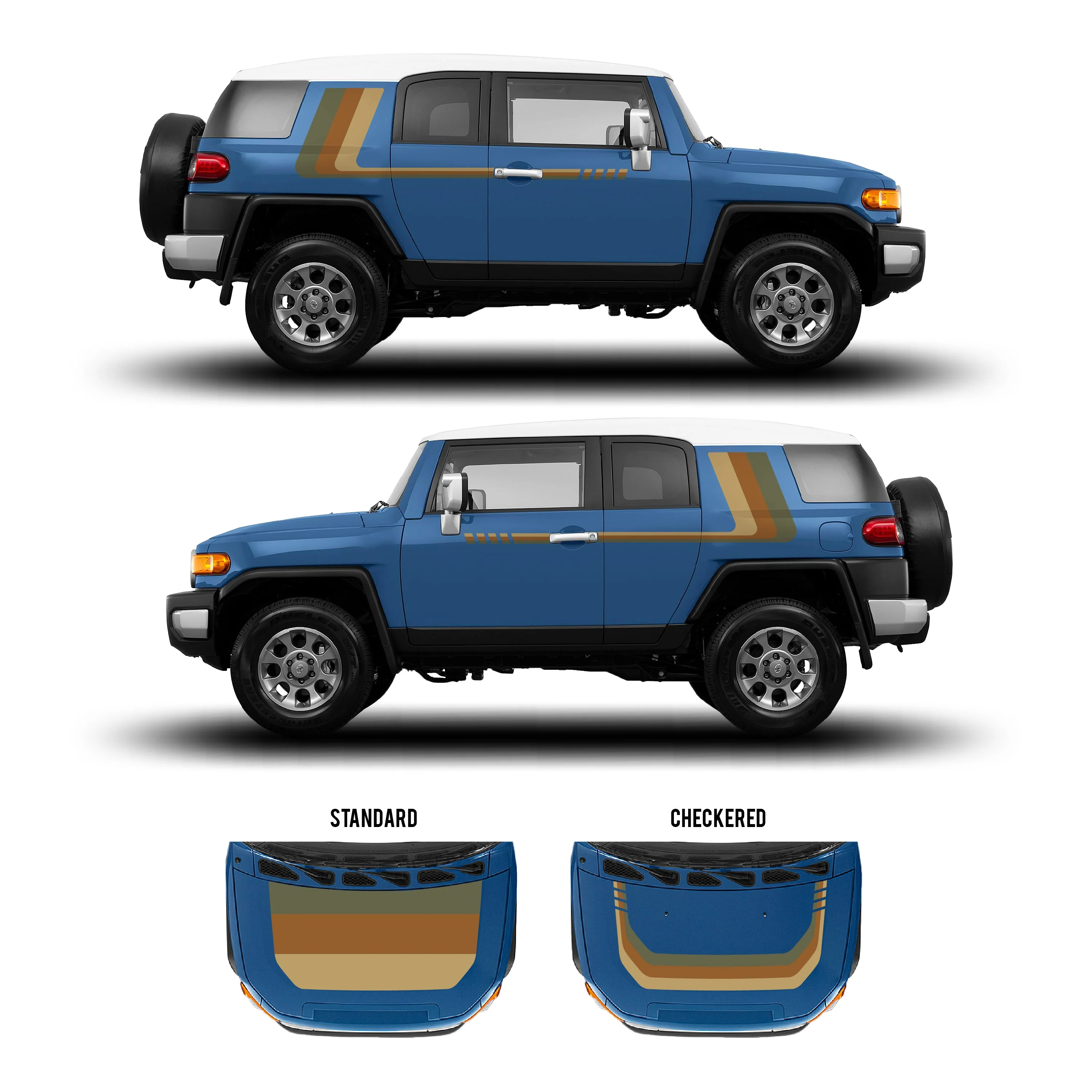 Taco Vinyl Checkered Stripe Kit for  FJ Cruiser (2007-2014) - Image 55