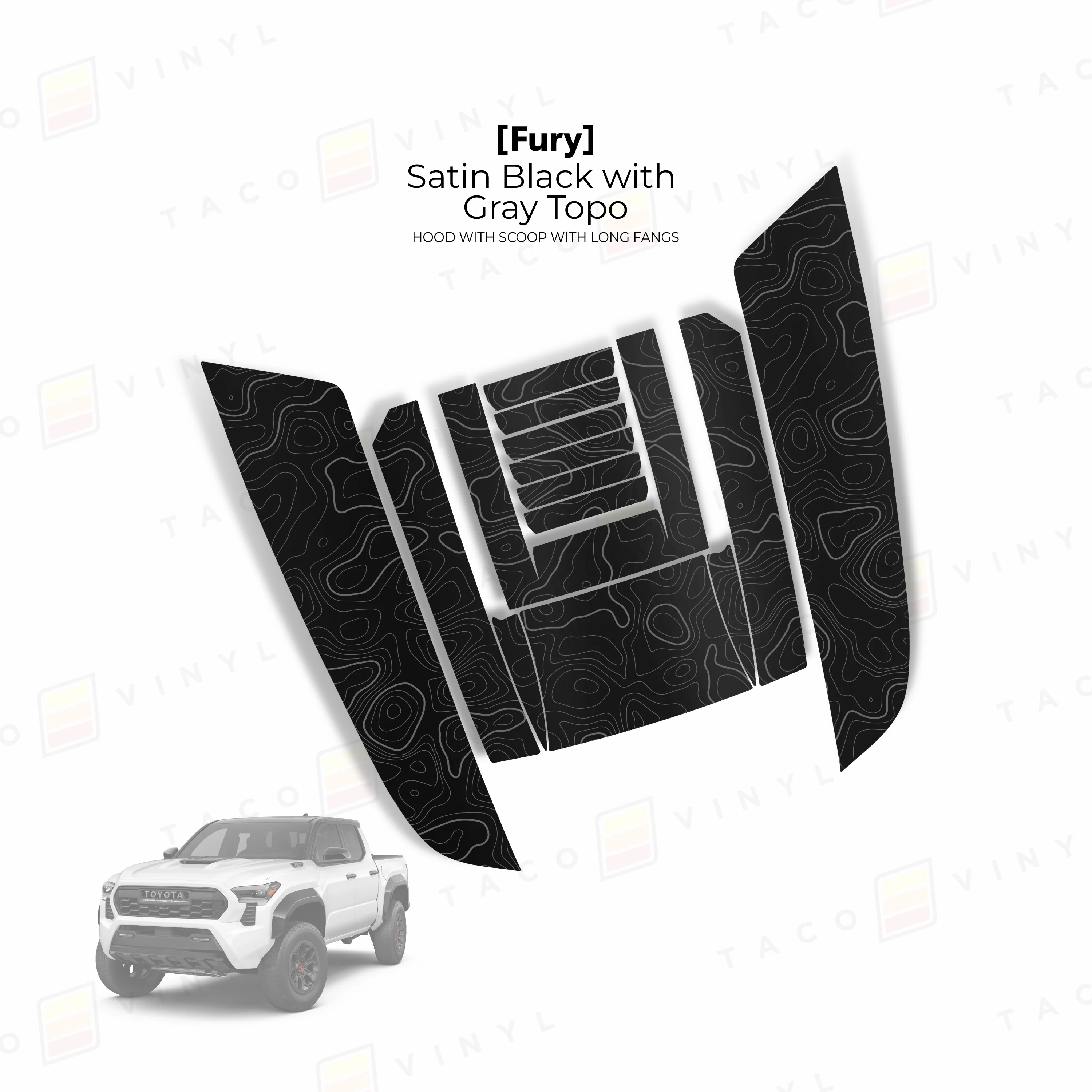 Taco Vinyl Fury Hood Scoop Stamp with Long Fangs for Tacoma (2024-2026) - Image 14