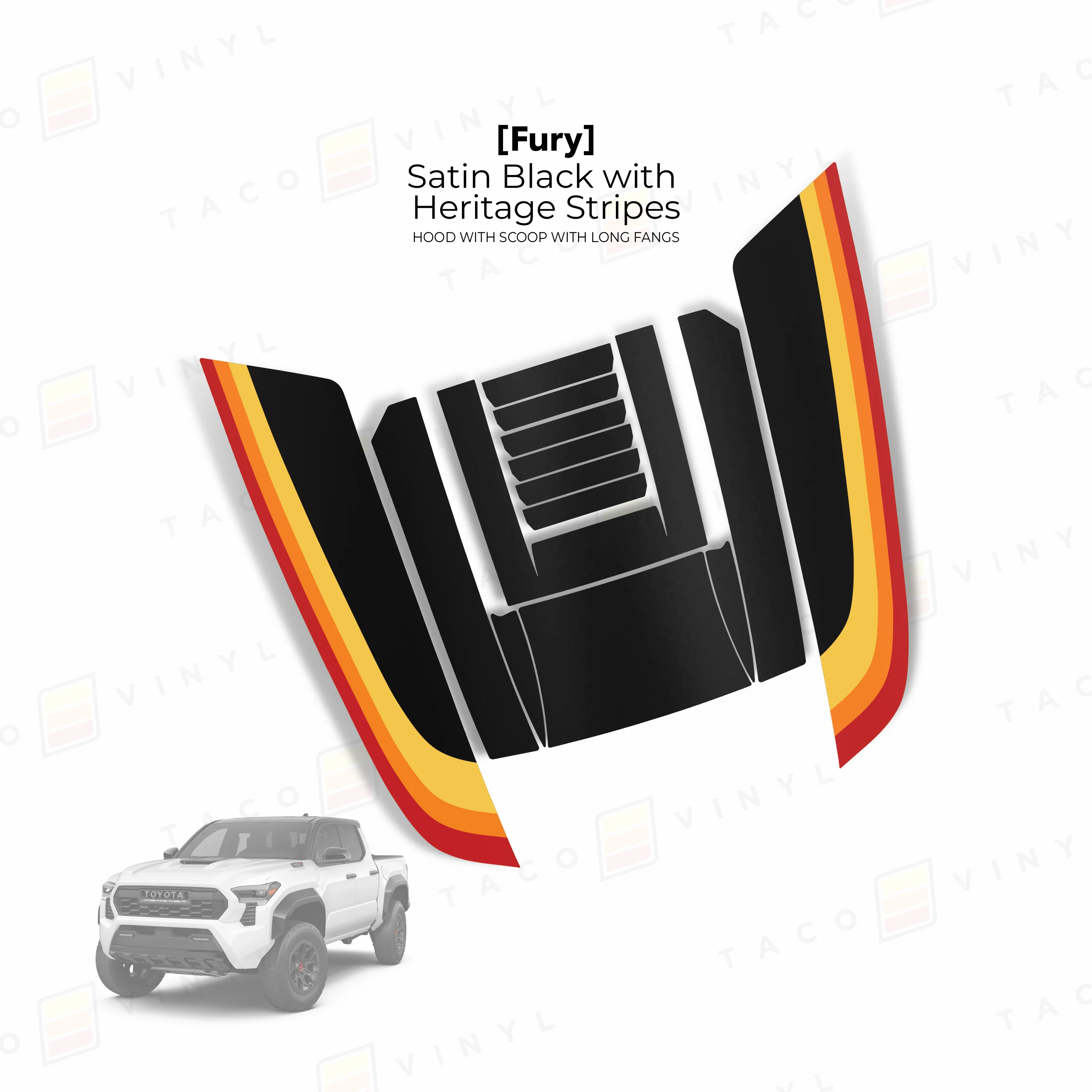Taco Vinyl Fury Hood Scoop Stamp with Long Fangs for Tacoma (2024-2026) - Image 2