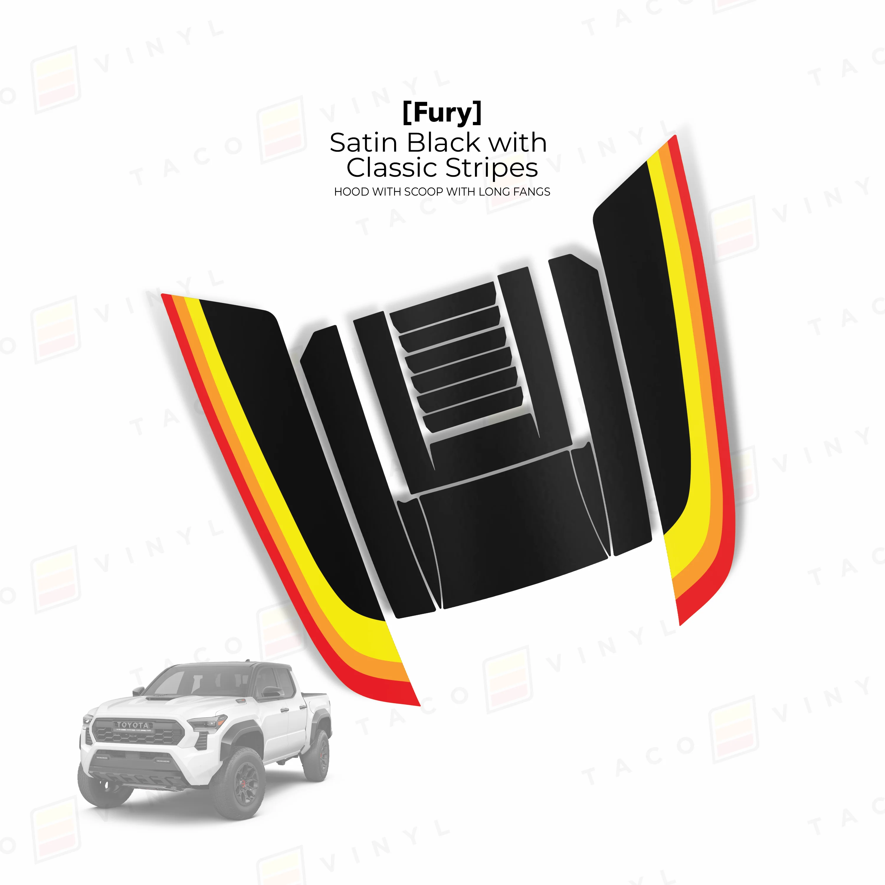 Taco Vinyl Fury Hood Scoop Stamp with Long Fangs for Tacoma (2024-2026) - Image 3