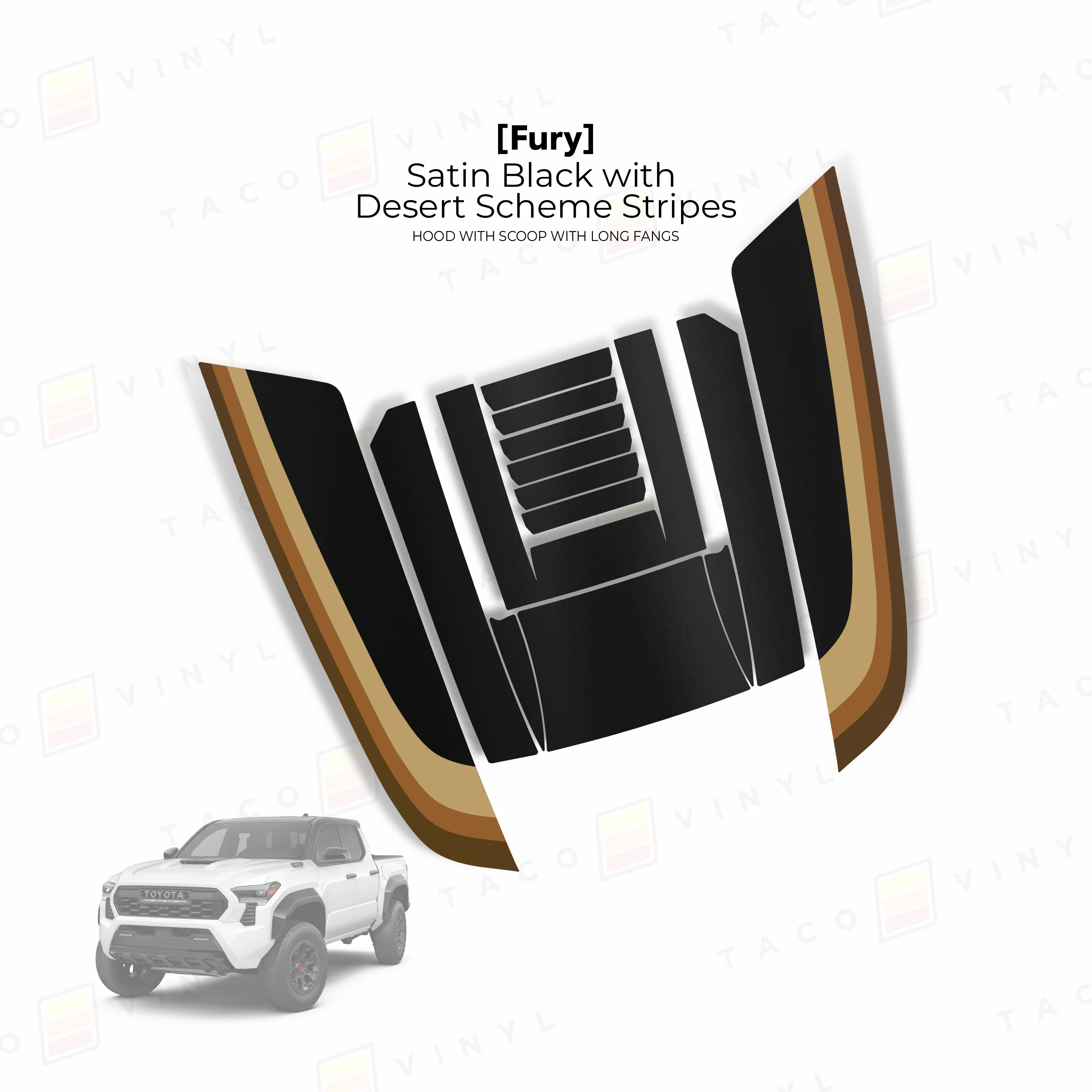 Taco Vinyl Fury Hood Scoop Stamp with Long Fangs for Tacoma (2024-2026) - Image 6