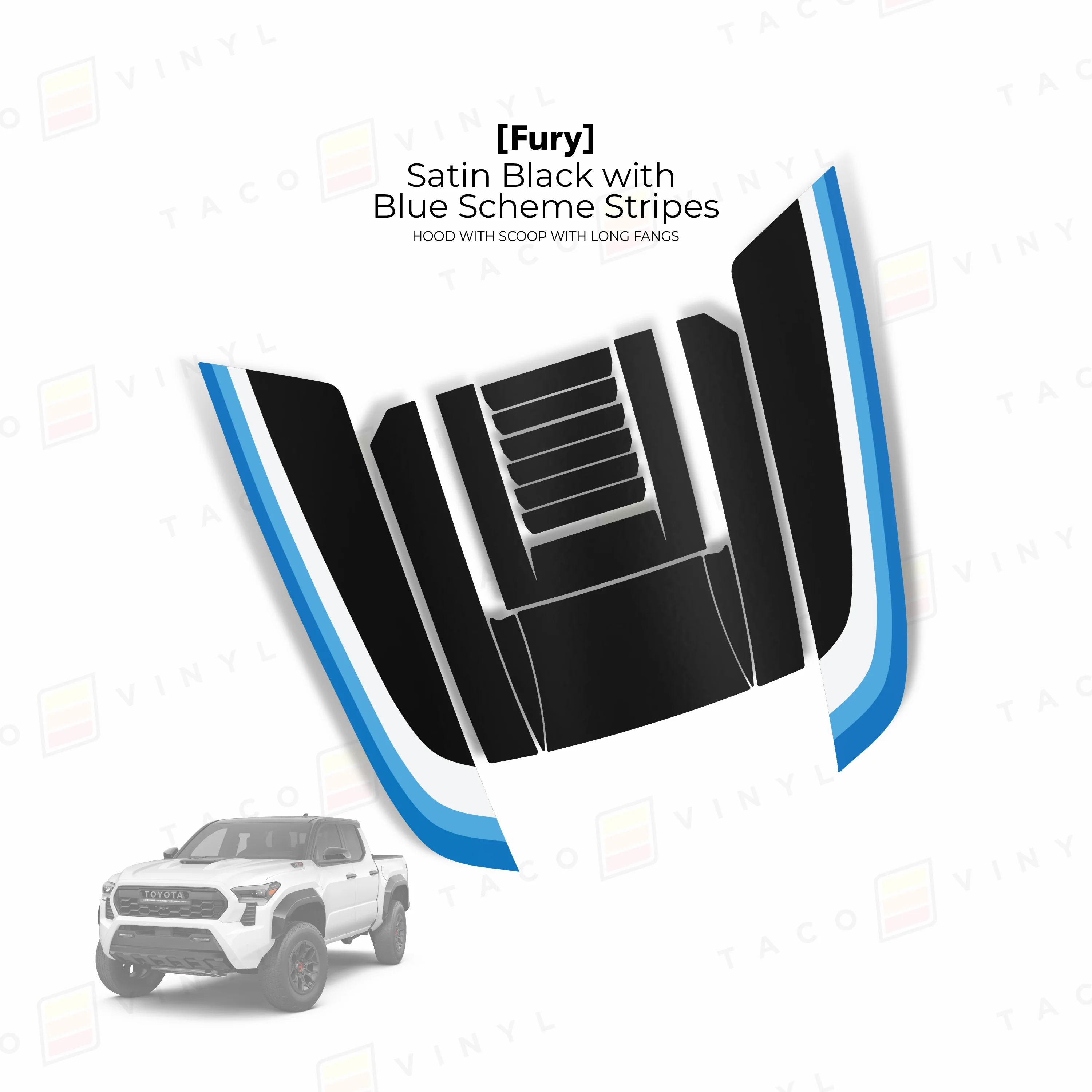 Taco Vinyl Fury Hood Scoop Stamp with Long Fangs for Tacoma (2024-2026) - Image 7