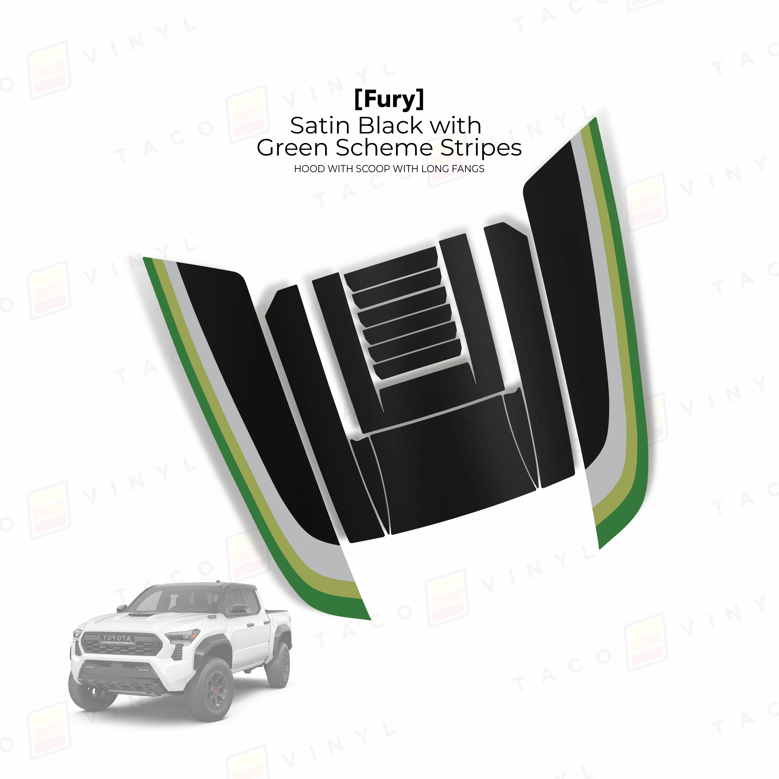 Taco Vinyl Fury Hood Scoop Stamp with Long Fangs for Tacoma (2024-2026) - Image 8
