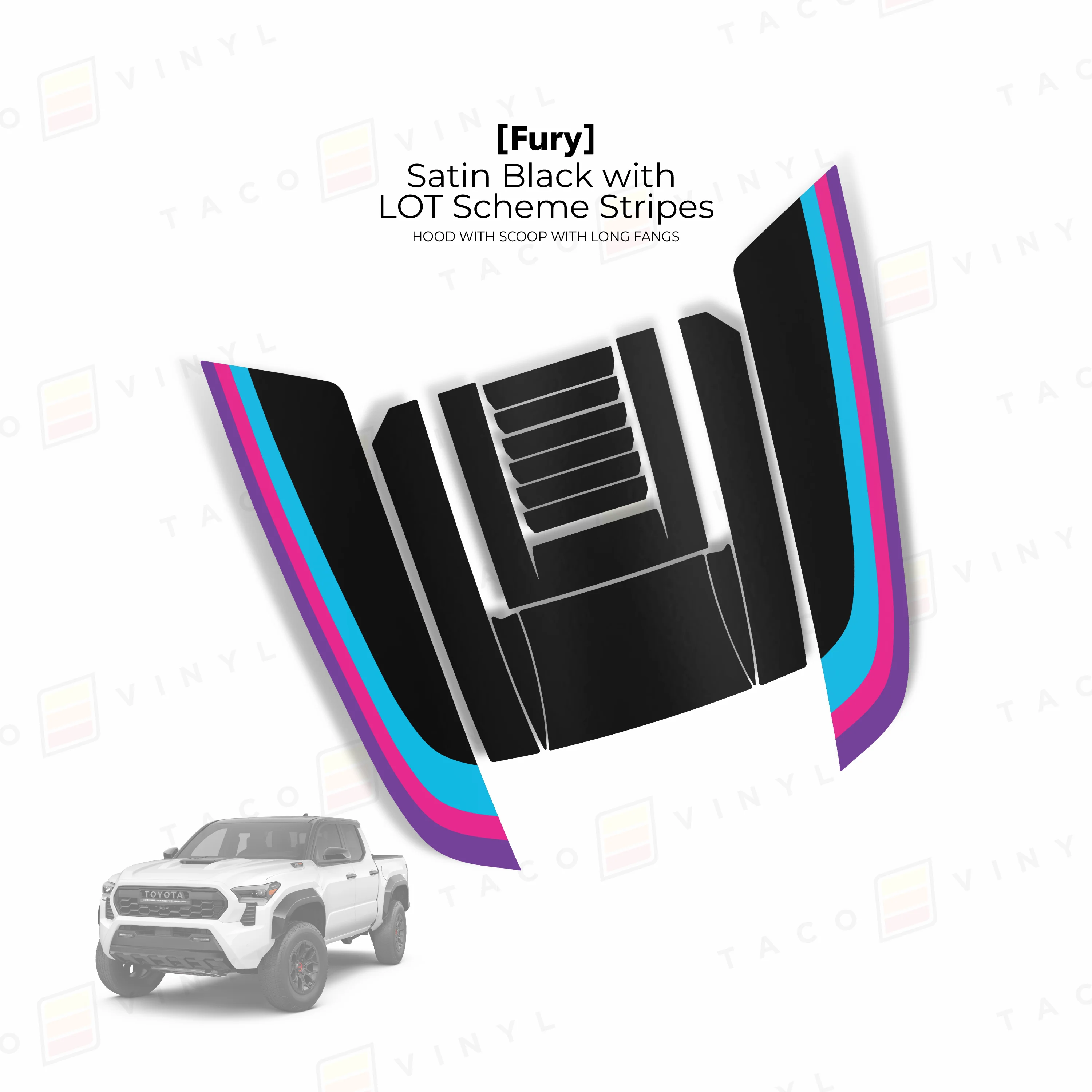 Taco Vinyl Fury Hood Scoop Stamp with Long Fangs for Tacoma (2024-2026) - Image 9