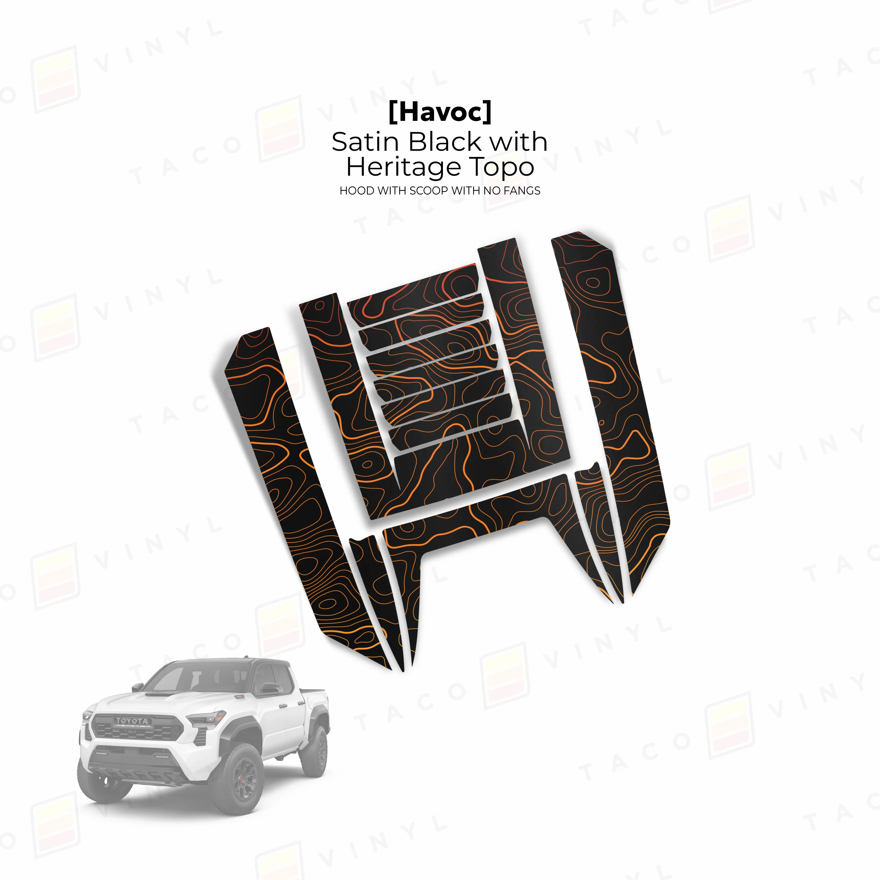 Taco Vinyl Havoc Hood Scoop Stamp with No Fangs for Tacoma (2024-2026) - Image 11