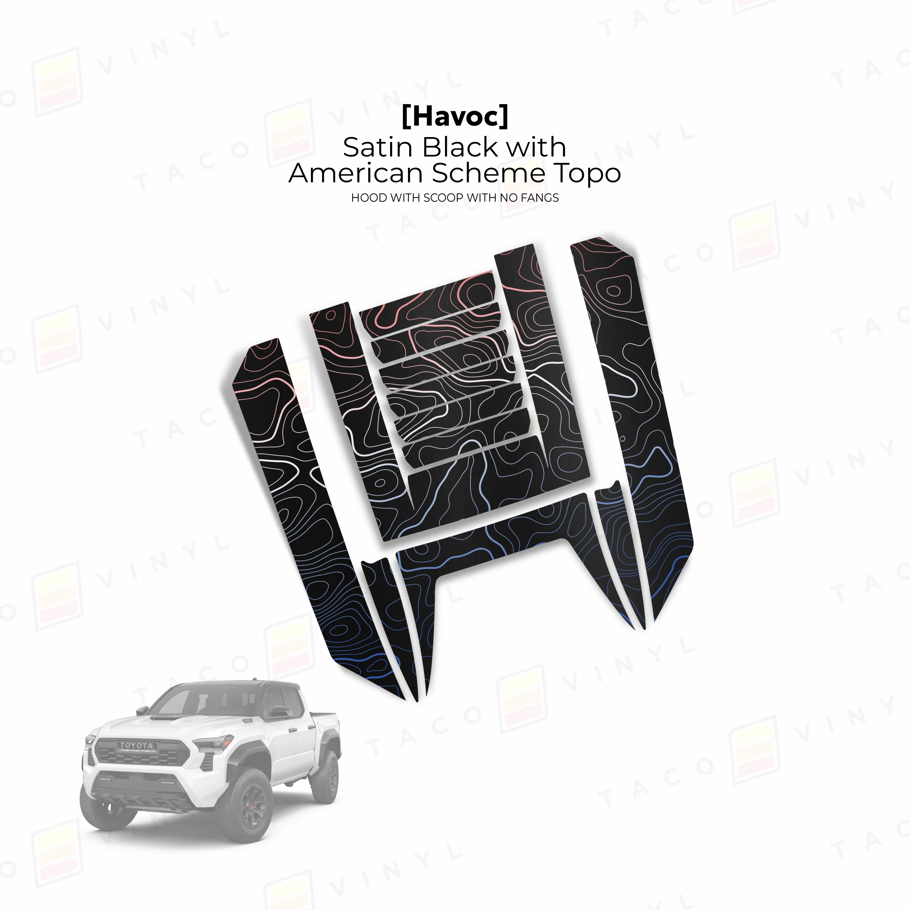 Taco Vinyl Havoc Hood Scoop Stamp with No Fangs for Tacoma (2024-2026) - Image 13