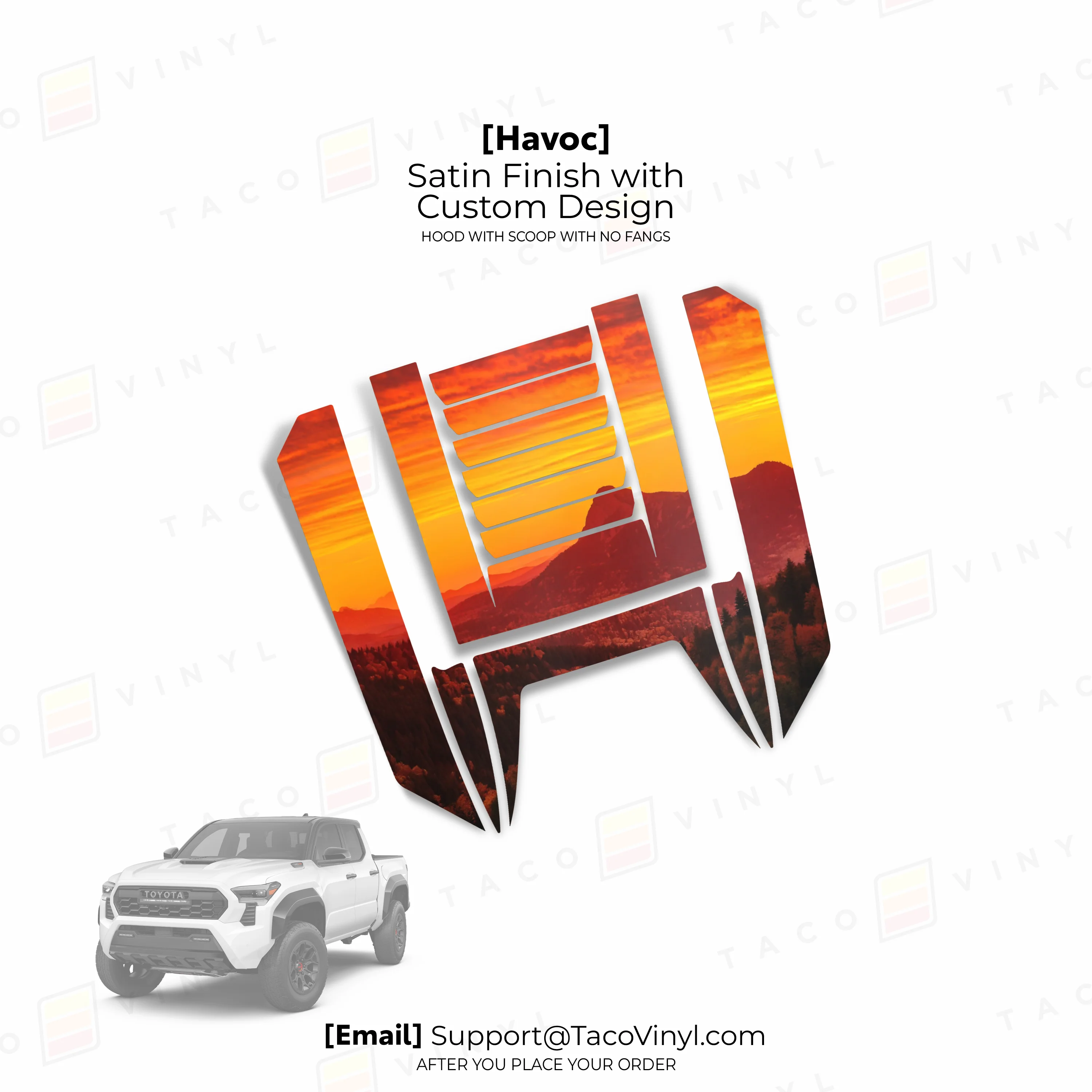 Taco Vinyl Havoc Hood Scoop Stamp with No Fangs for Tacoma (2024-2026) - Image 19