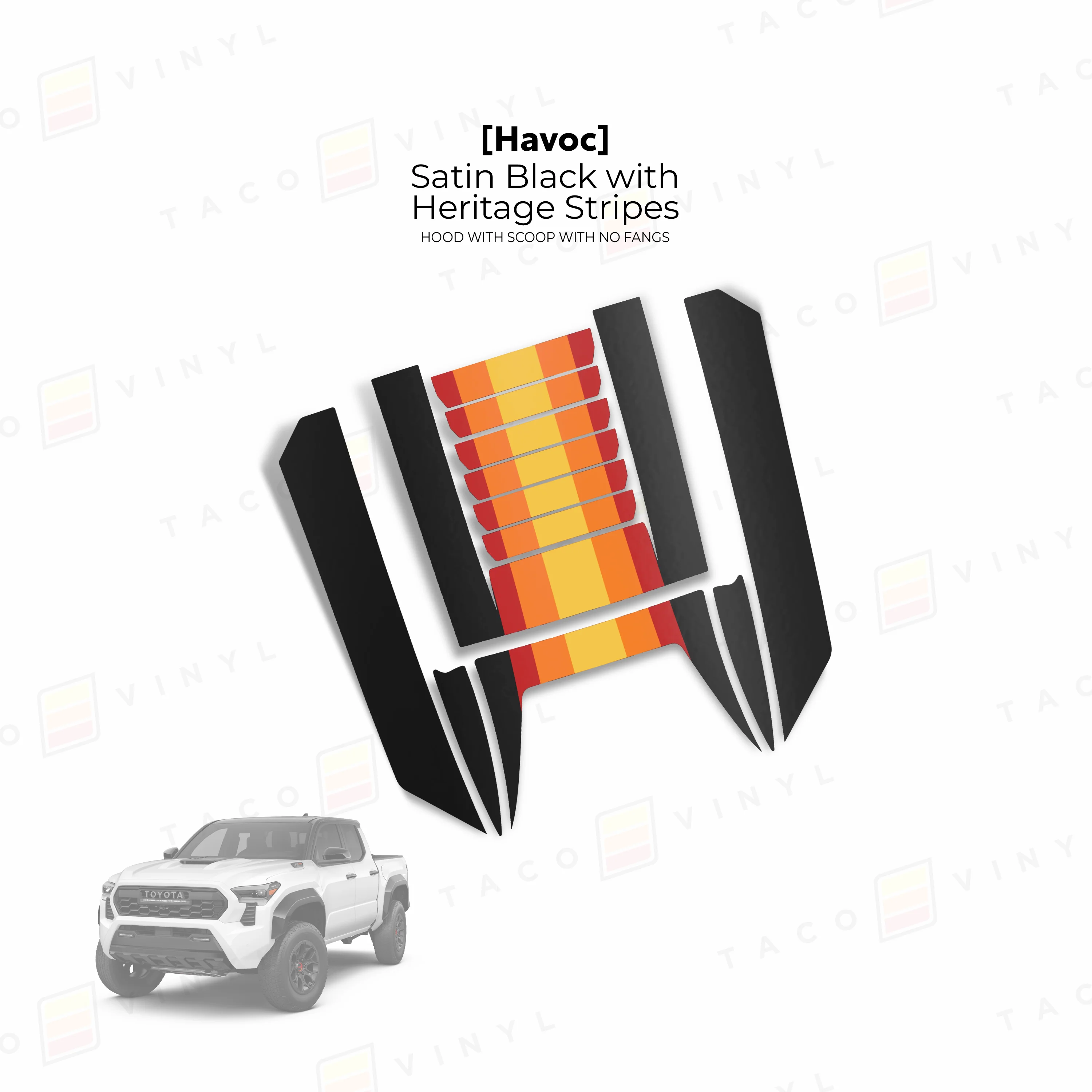 Taco Vinyl Havoc Hood Scoop Stamp with No Fangs for Tacoma (2024-2026) - Image 2