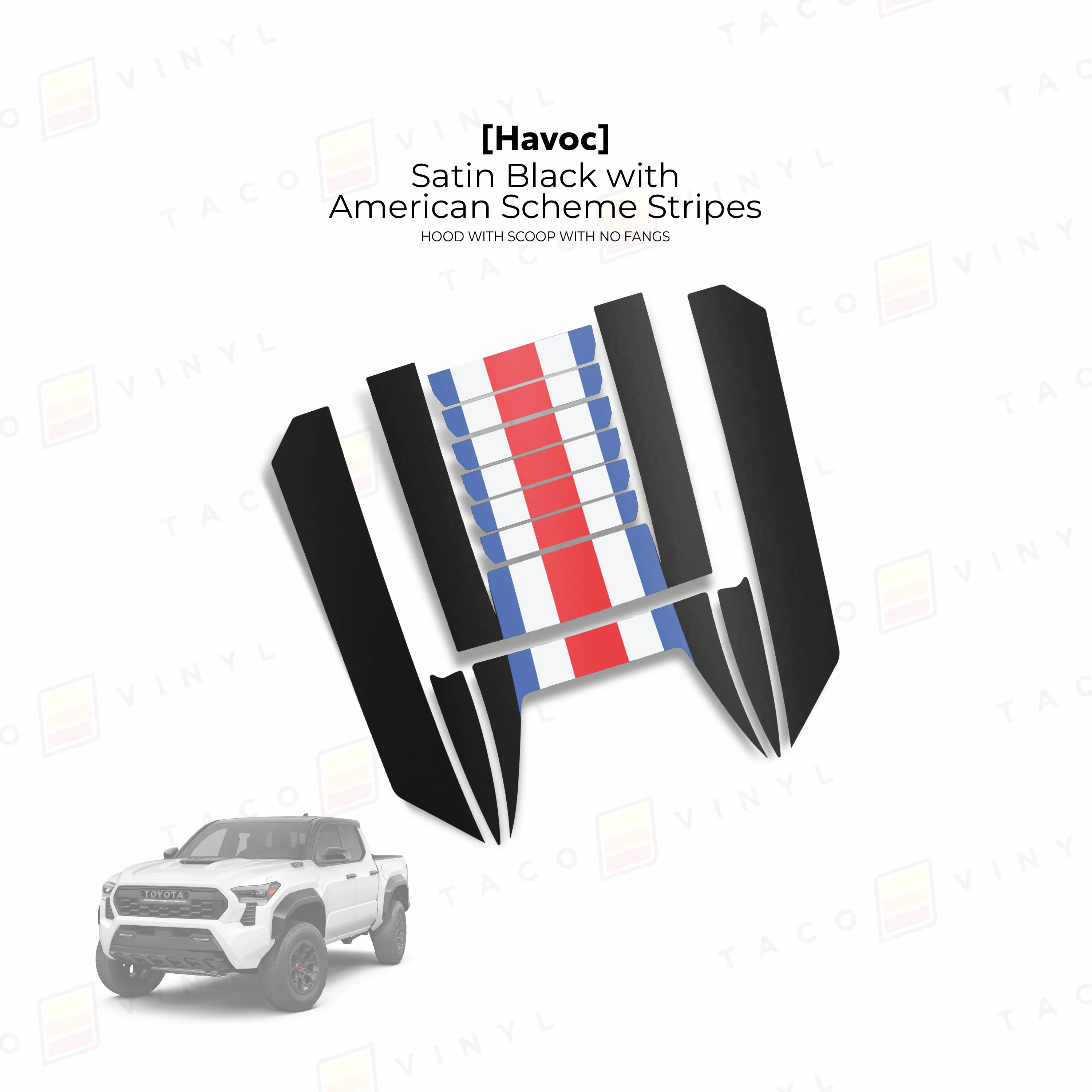 Taco Vinyl Havoc Hood Scoop Stamp with No Fangs for Tacoma (2024-2026) - Image 4