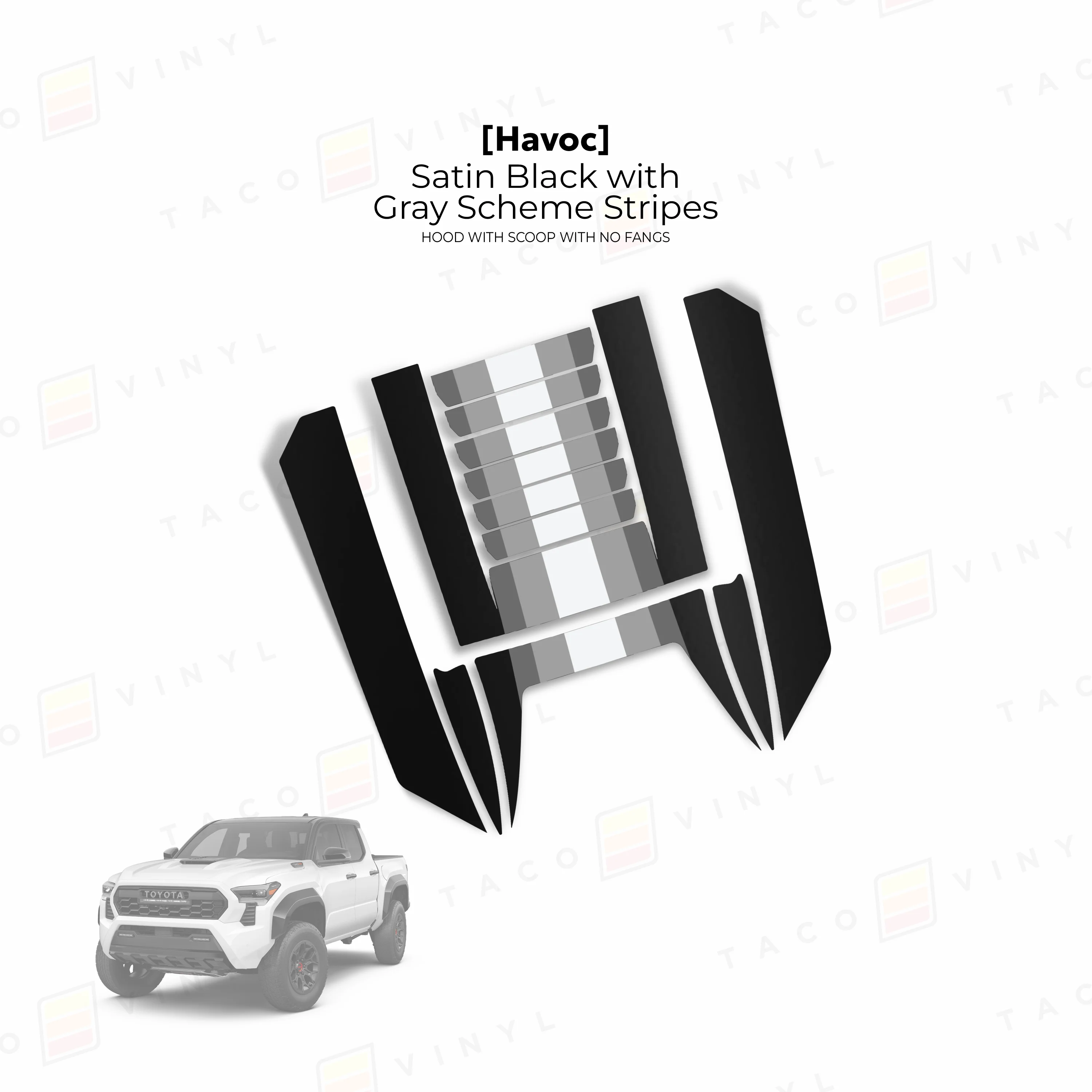 Taco Vinyl Havoc Hood Scoop Stamp with No Fangs for Tacoma (2024-2026) - Image 5