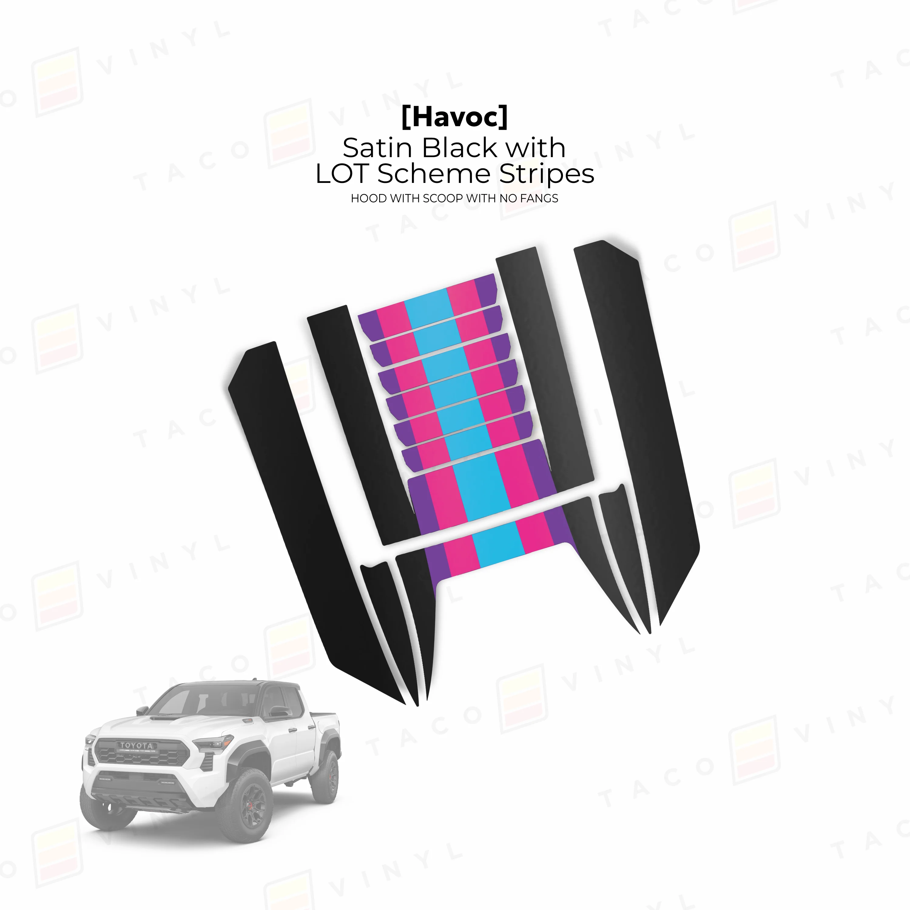 Taco Vinyl Havoc Hood Scoop Stamp with No Fangs for Tacoma (2024-2026) - Image 9