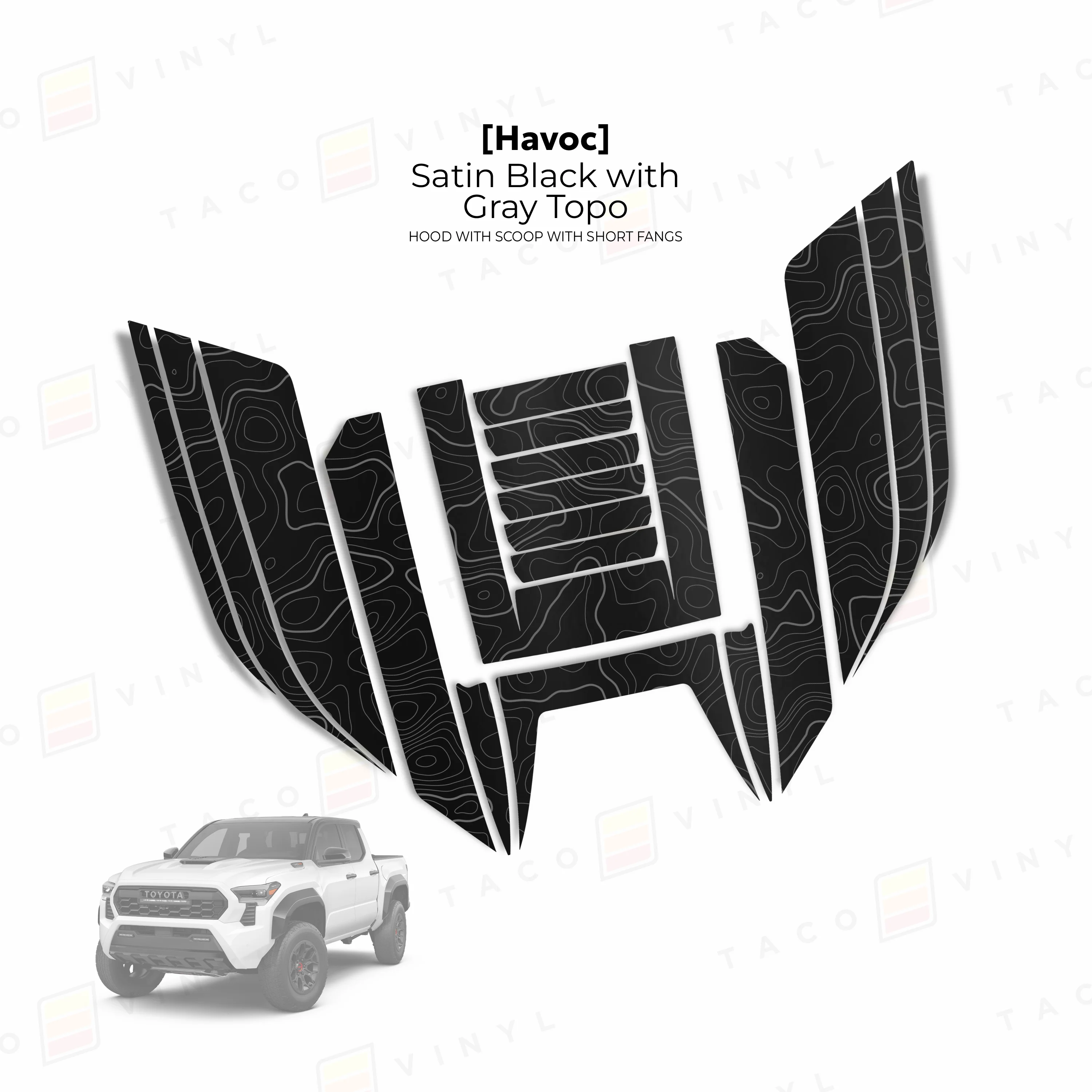 Taco Vinyl Havoc Hood Scoop Stamp with Short Fangs for Tacoma (2024-2025) - Image 14