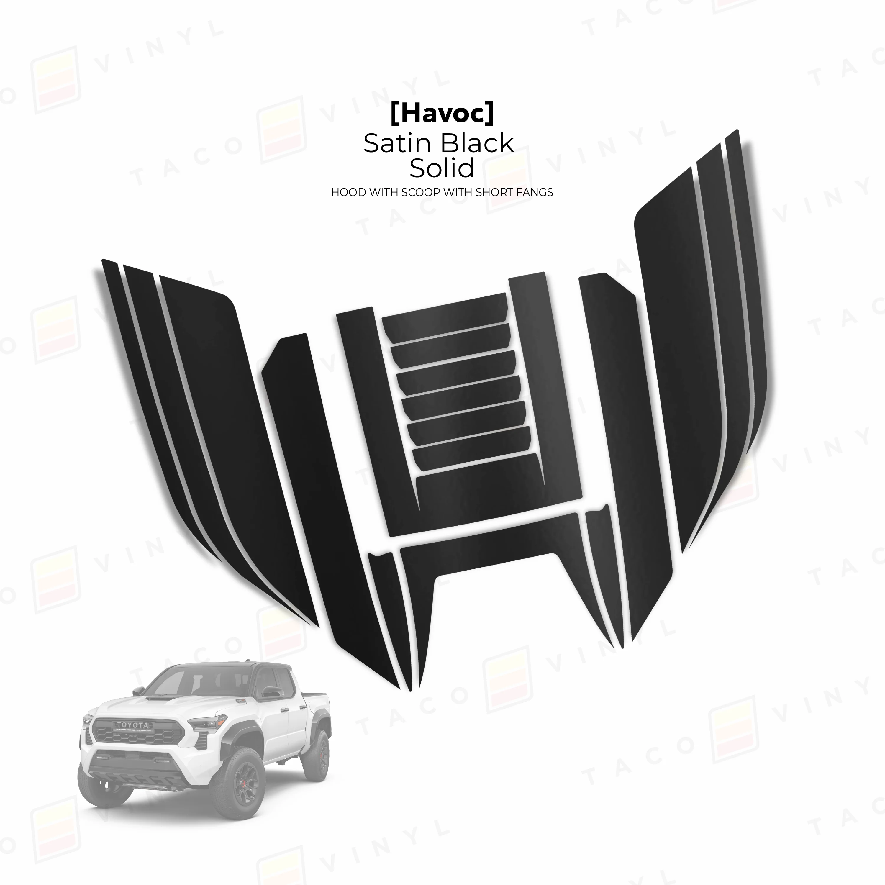 Taco Vinyl Havoc Hood Scoop Stamp with Short Fangs for Tacoma (2024-2025) - Image 16