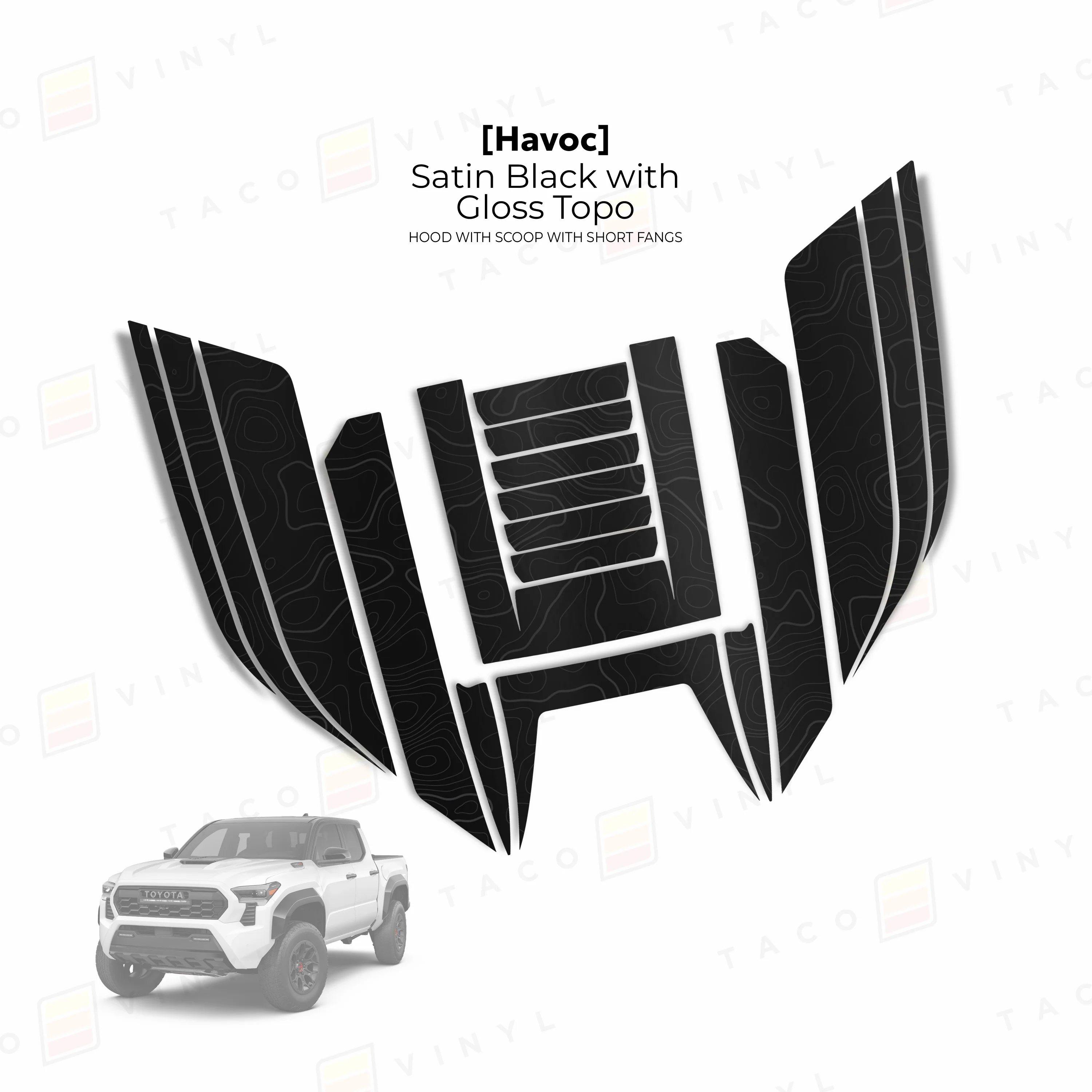 Taco Vinyl Havoc Hood Scoop Stamp with Short Fangs for Tacoma (2024-2025) - Image 18