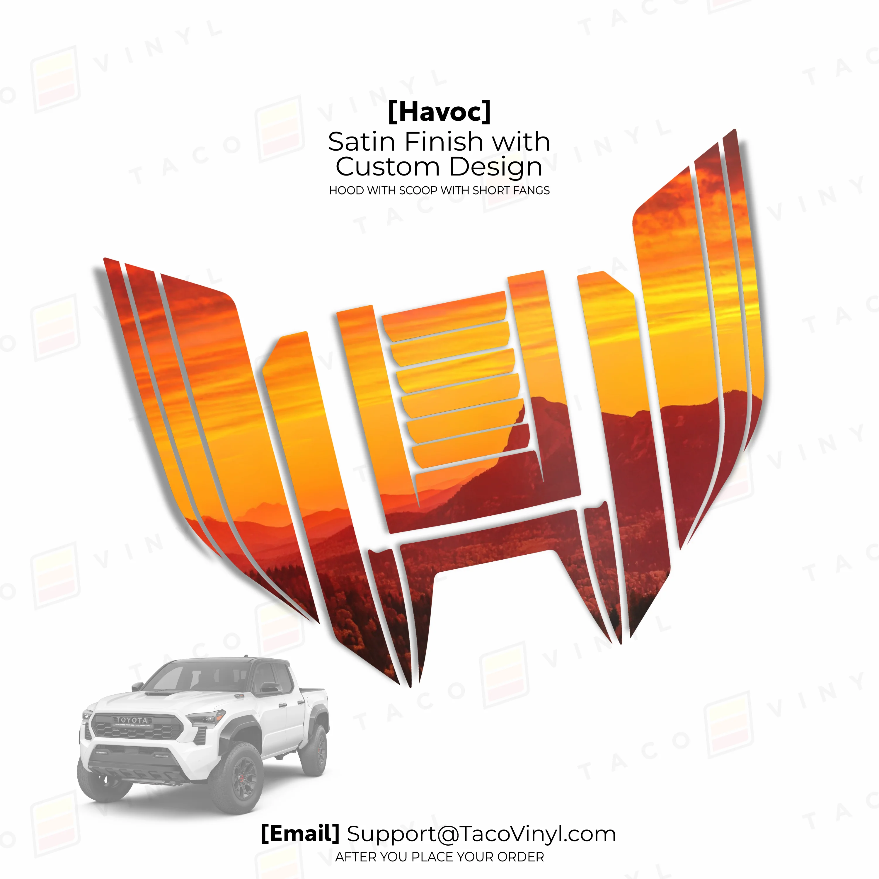 Taco Vinyl Havoc Hood Scoop Stamp with Short Fangs for Tacoma (2024-2025) - Image 19