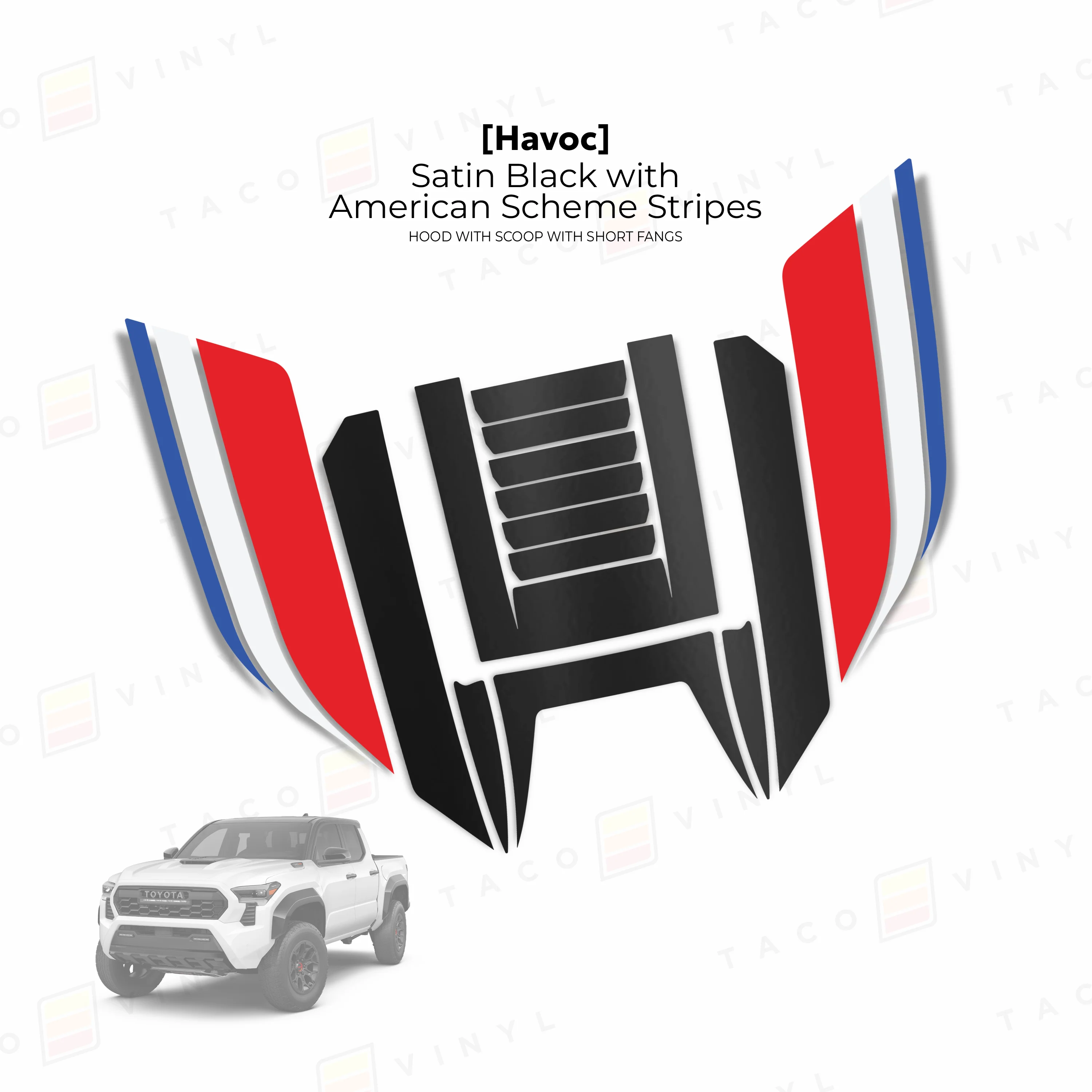 Taco Vinyl Havoc Hood Scoop Stamp with Short Fangs for Tacoma (2024-2025) - Image 4