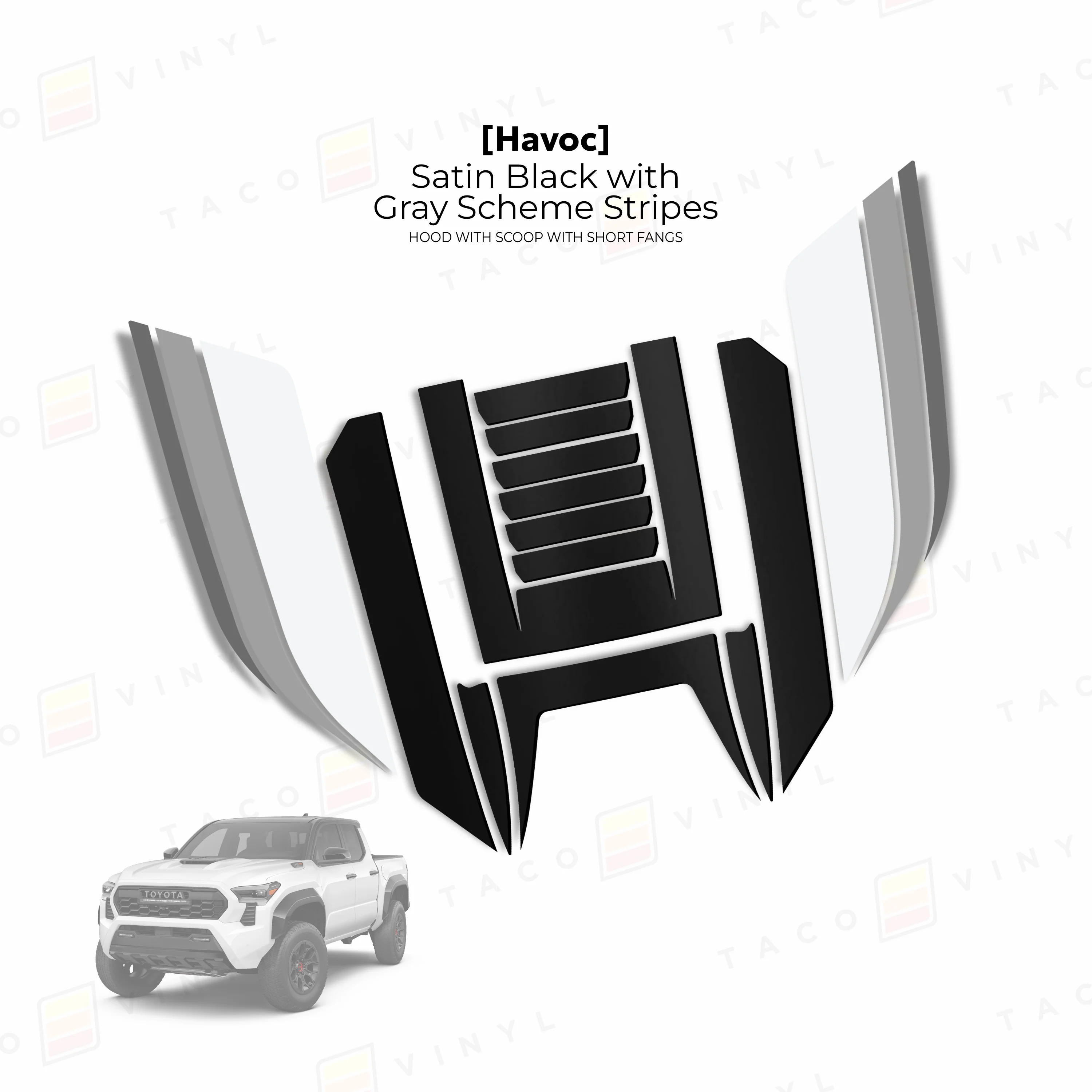 Taco Vinyl Havoc Hood Scoop Stamp with Short Fangs for Tacoma (2024-2025) - Image 5