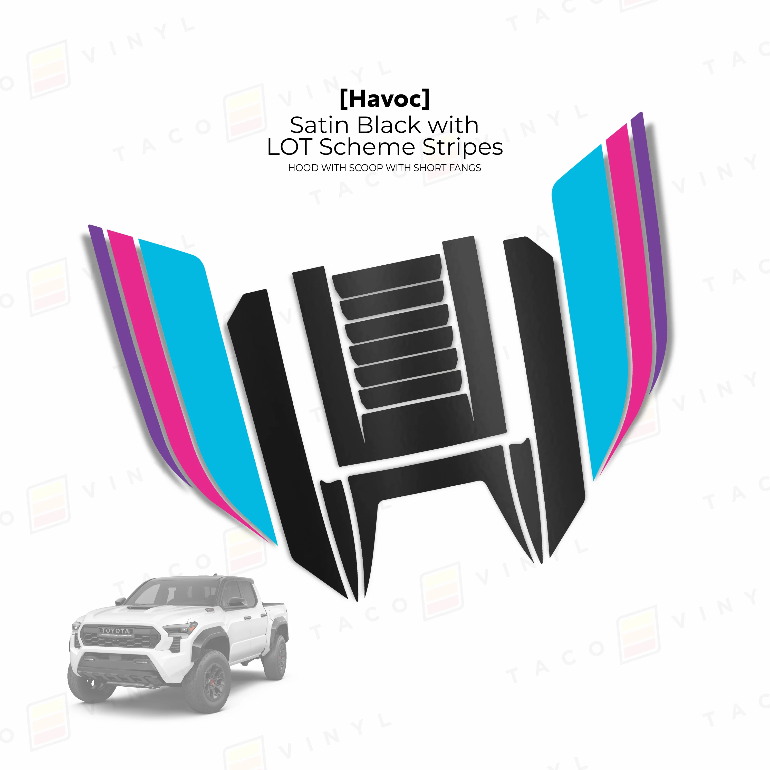 Taco Vinyl Havoc Hood Scoop Stamp with Short Fangs for Tacoma (2024-2025) - Image 9