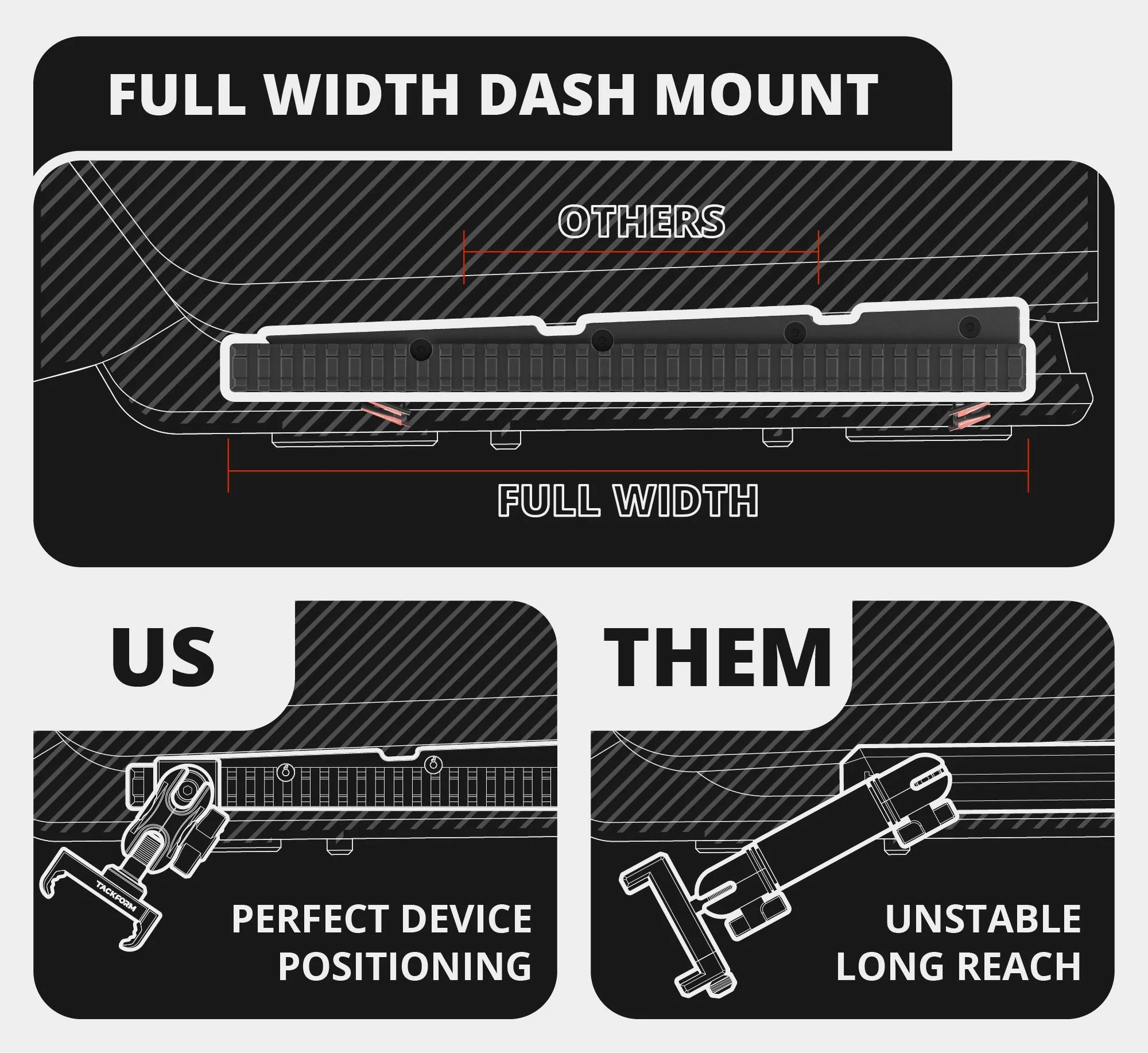 Tackform TRAXX™ - Assault Track Picatinny Dash Bracket with Dual MagSafe Phone Mounts for Toyota Tacoma (2016-2023) - Image 8