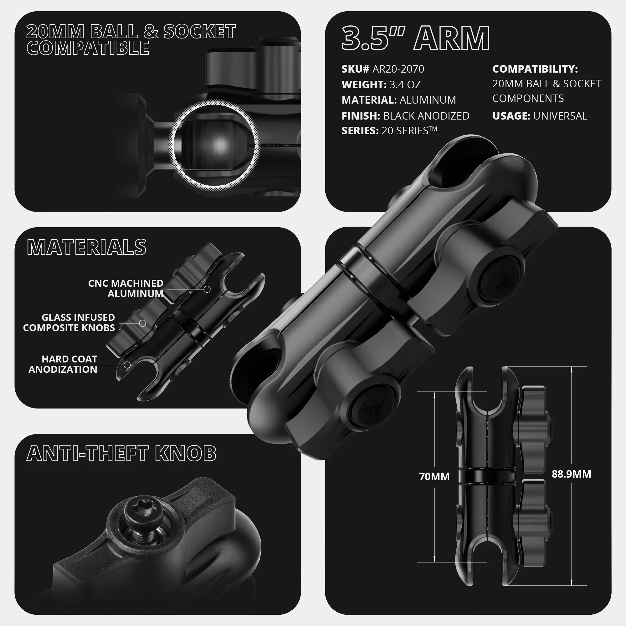 Tackform TRAXX™ Assault Track Picatinny Dash Bracket With MagSafe Phone & GoPro/Action Camera Mount for Toyota 4Runner (2010-2024) - Image 6