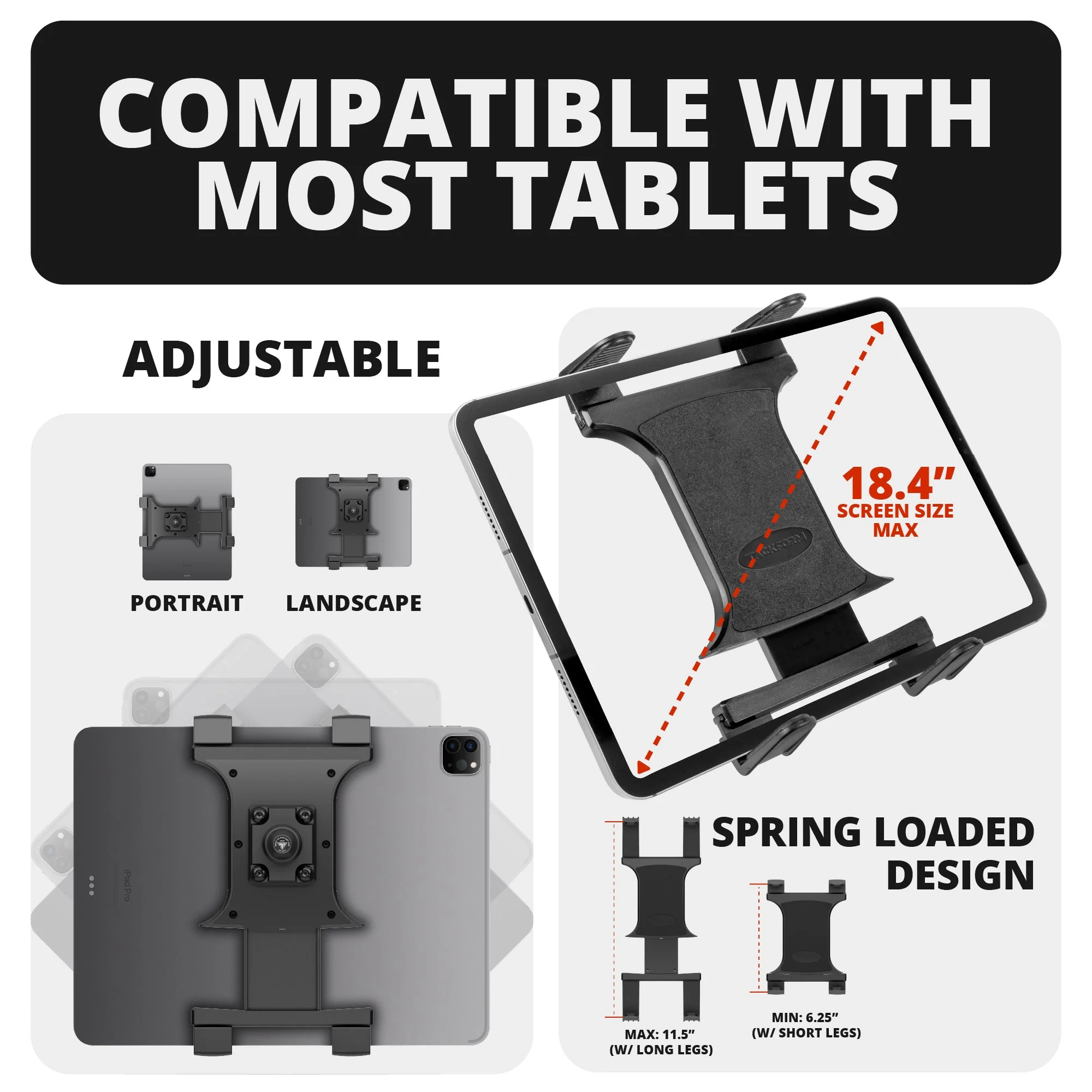 Tackform TRAXX™ - Slim Track Dash Bracket with 20LITE Phone & Tablet Mounts for Toyota Tacoma (2016-2023) - Image 7