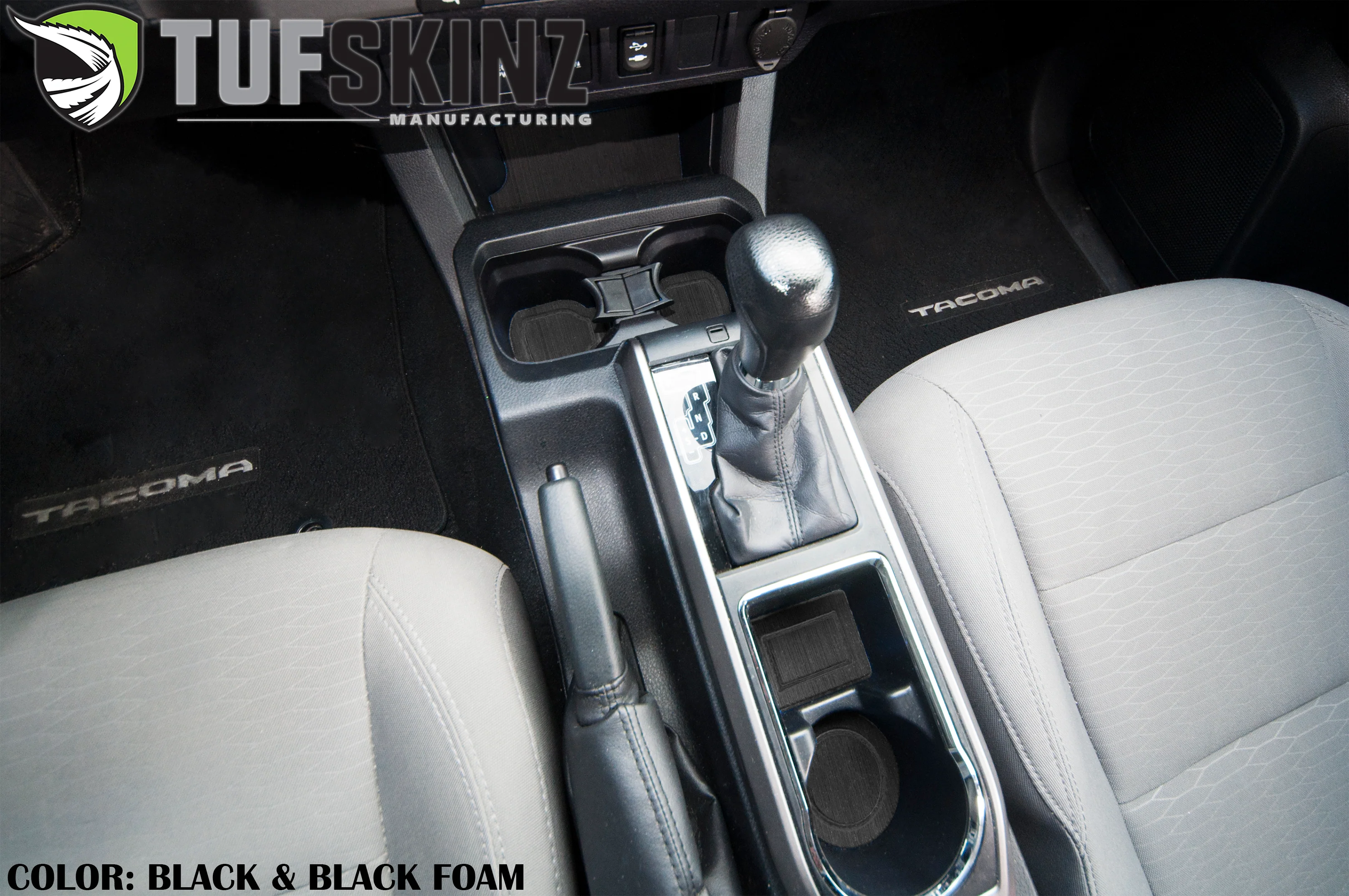 Tufskinz FOAM Cup holder inserts with QI Charger(Automatic) Inserts for  Tacoma (2016-2023) - Image 2