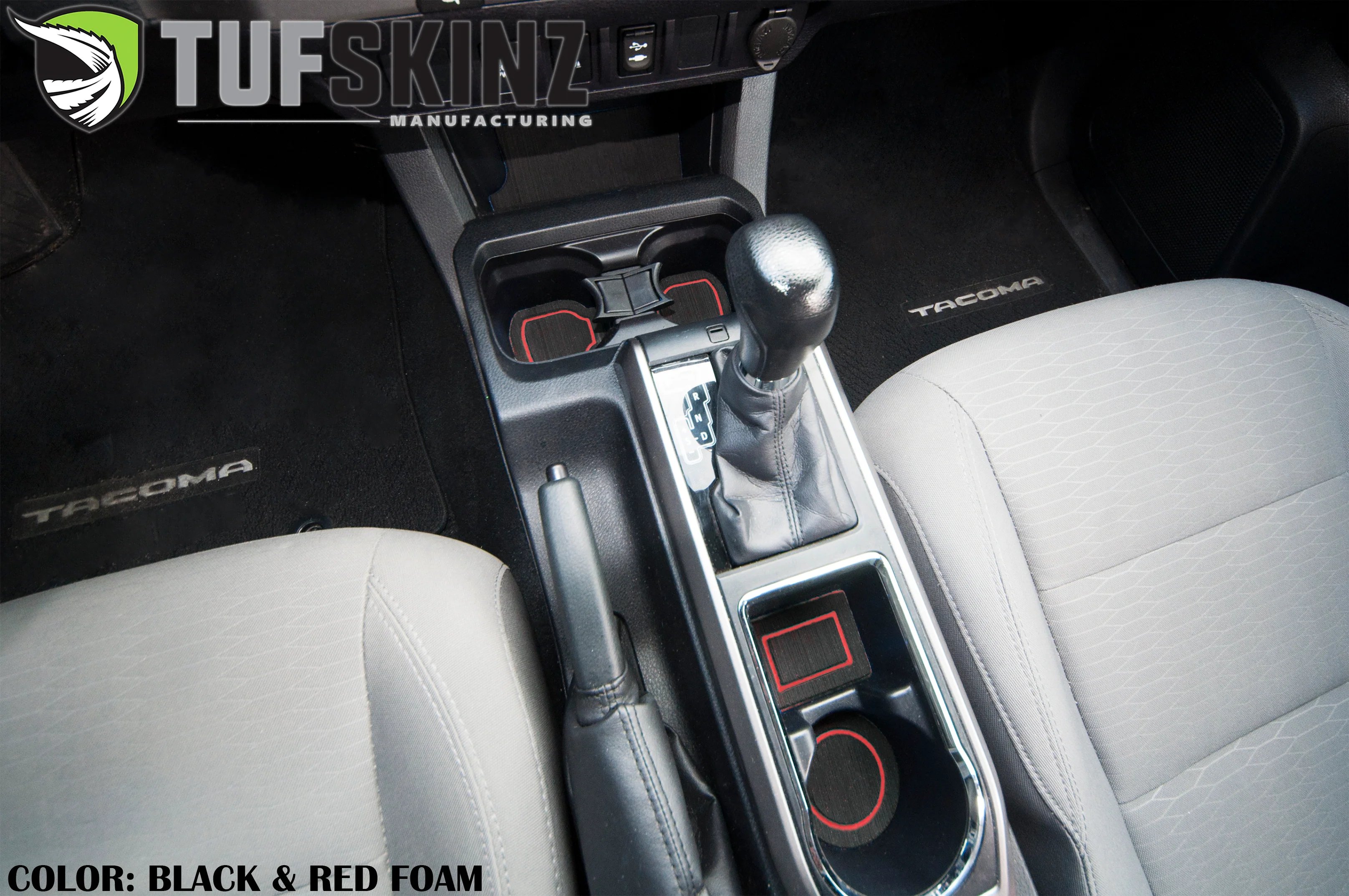 Tufskinz FOAM Cup holder inserts with QI Charger(Automatic) Inserts for  Tacoma (2016-2023) - Image 8